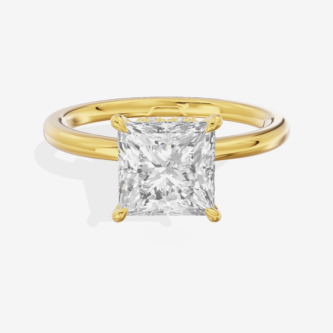 Grand Liviana Princess Engagement Ring with Side Stones (1/10 ct. tw.) in 18K Yellow Gold
