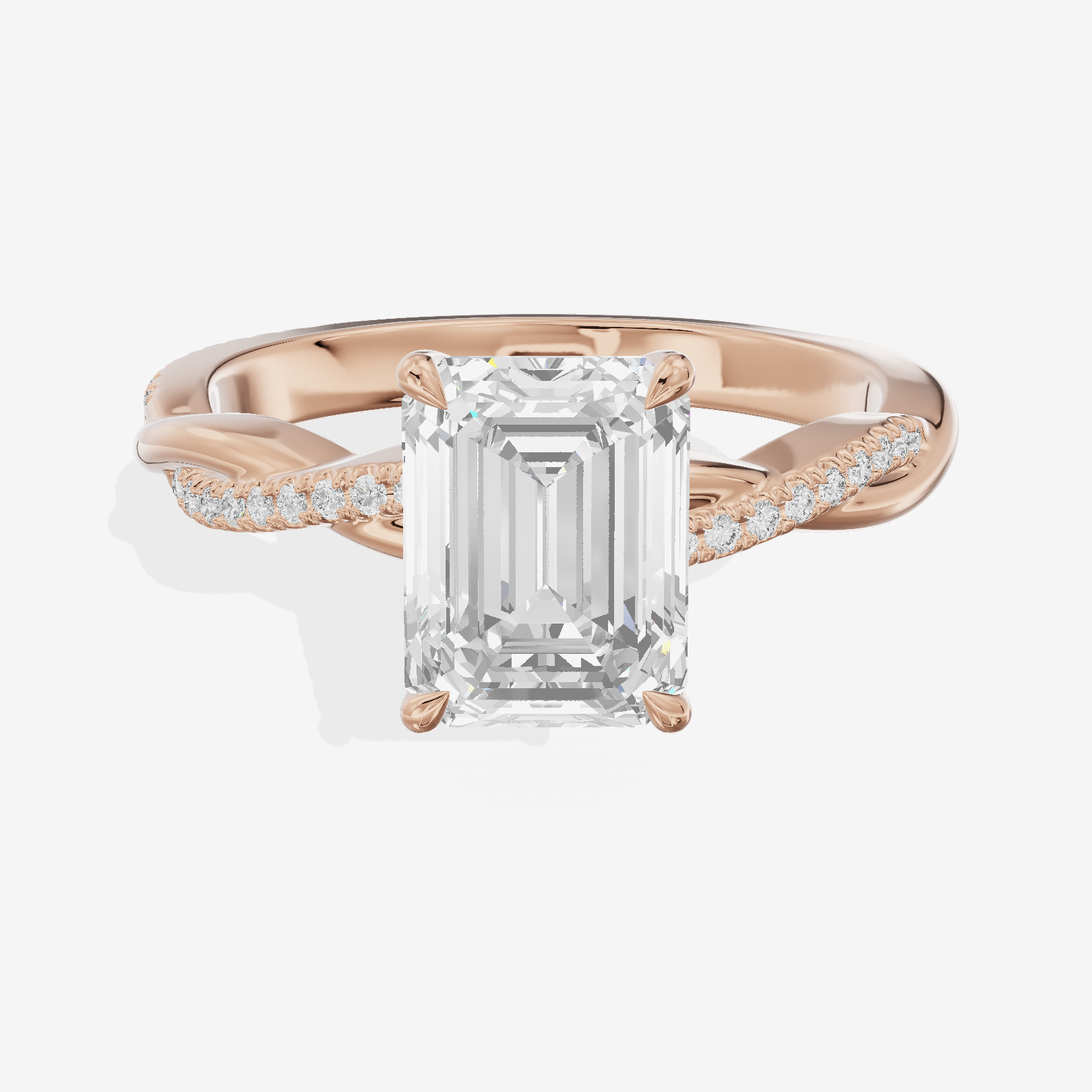 Petite Lumera Emerald Pavé Engagement Ring (1/8 ct. tw.) in 18K Rose Gold