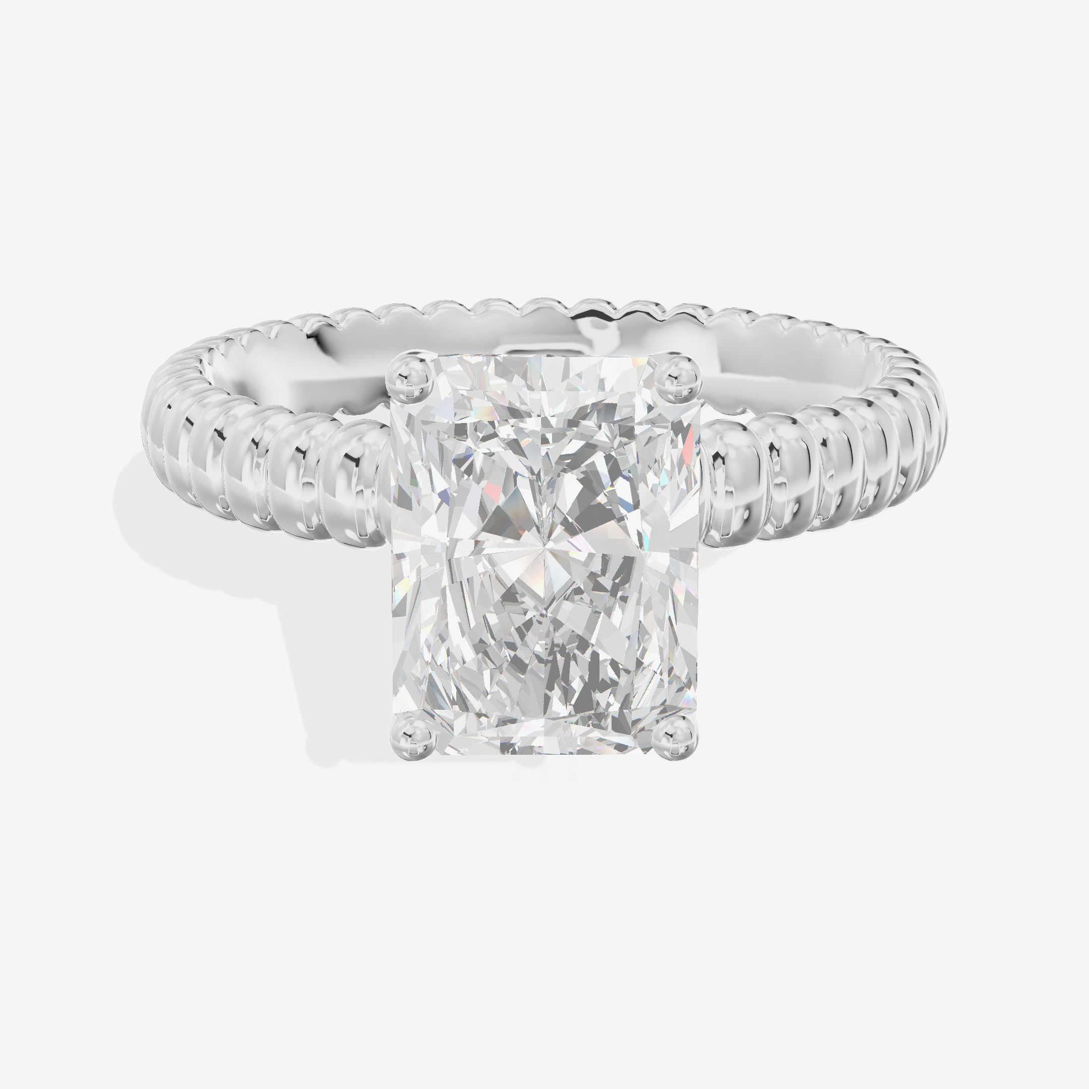 Lustrous Aimora 3mm Radiant Solitaire Engagement Ring in 14K White Gold