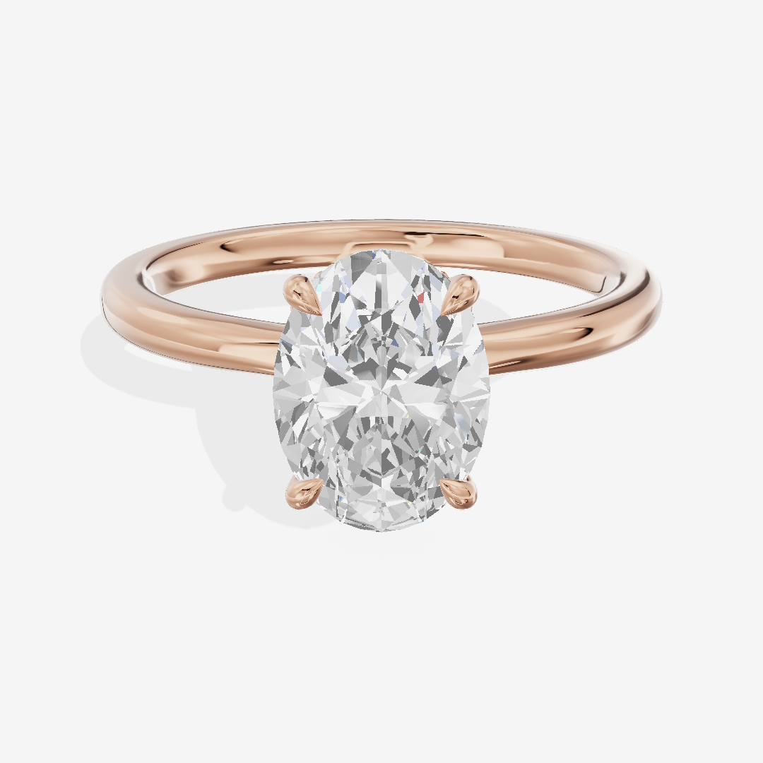 Grand Liviana Oval Engagement Ring with Side Stones (1/10 ct. tw.) in 14K Rose Gold