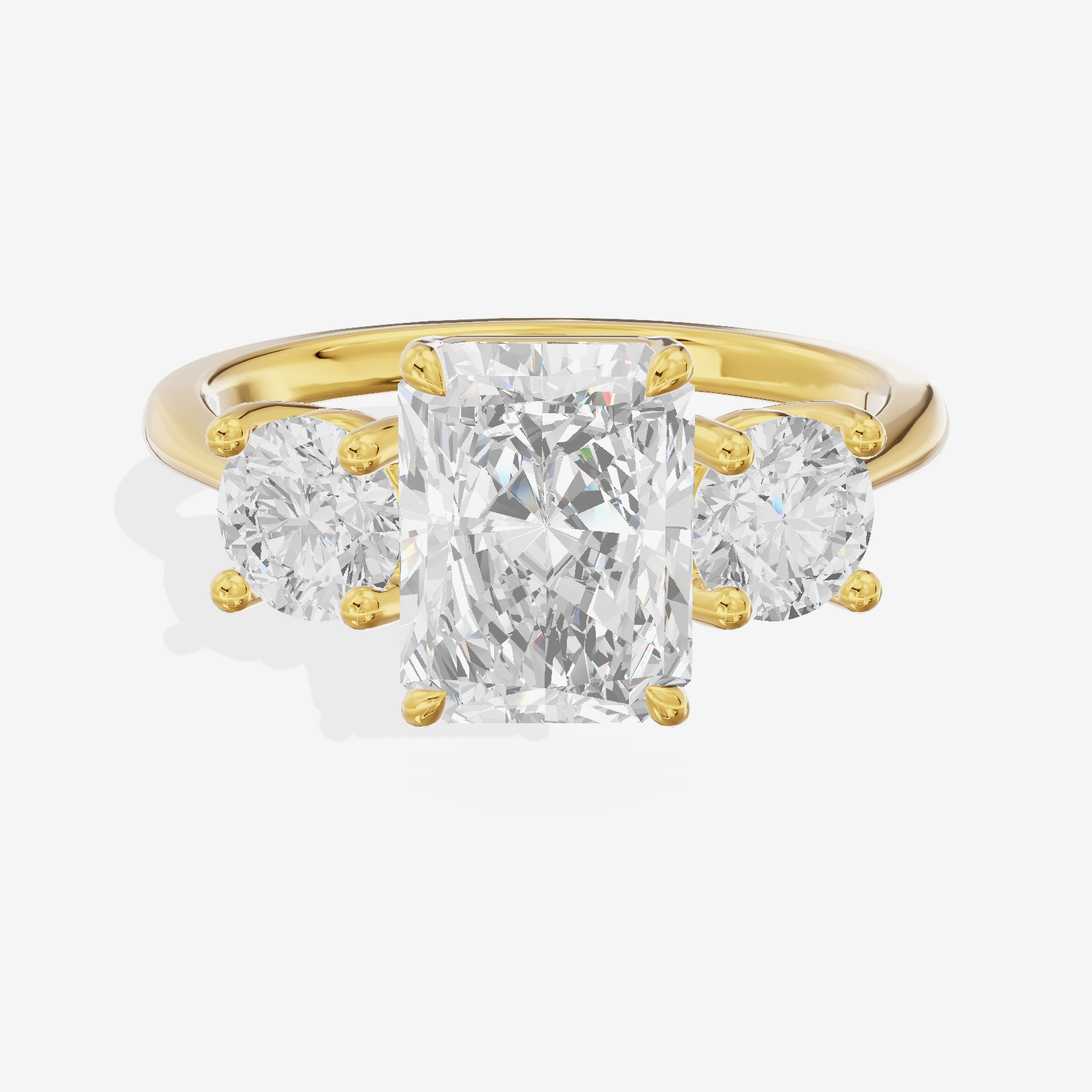 Luxe Trueheart Three Stone Radiant Engagement Ring (2/3 ct. tw.) in 18K Yellow Gold