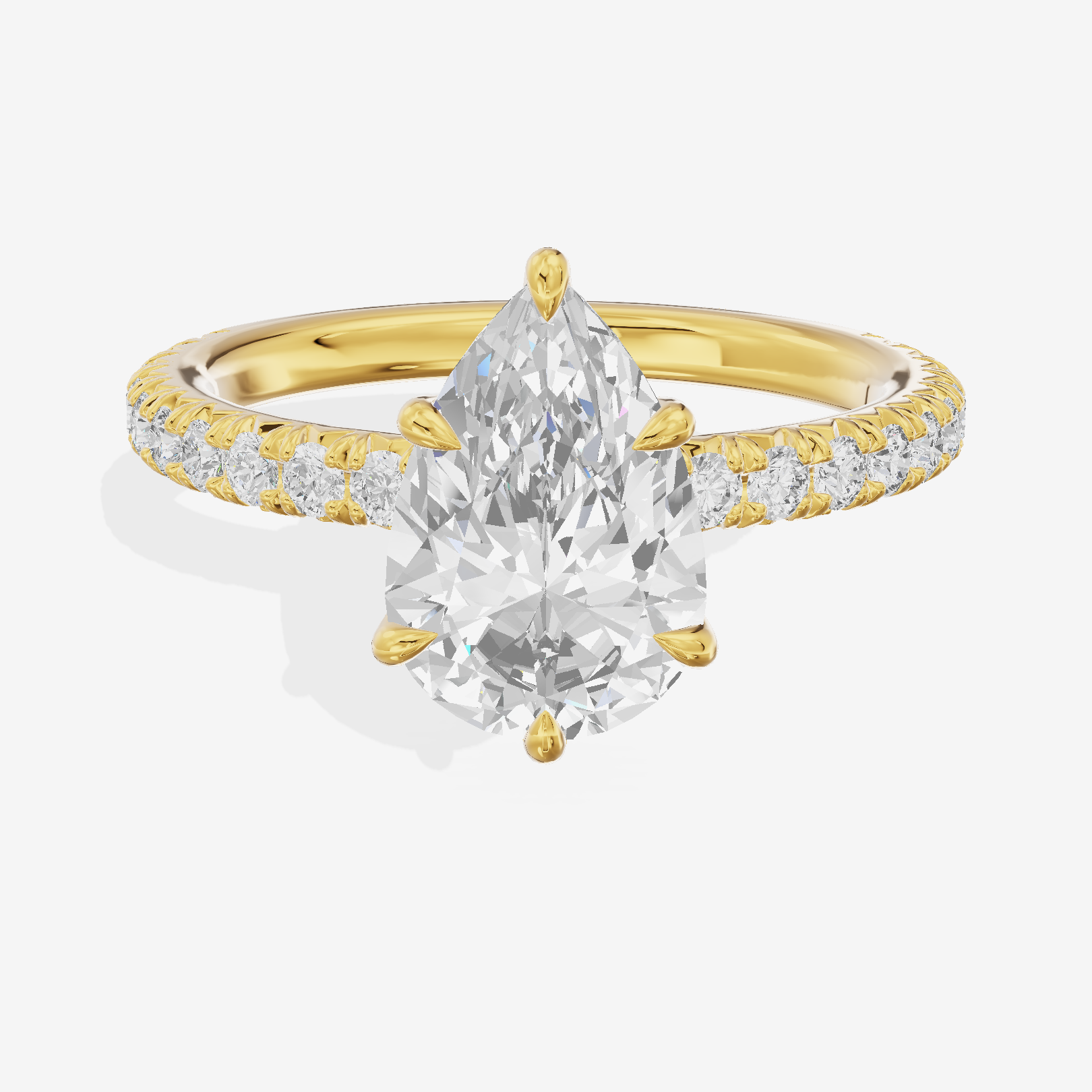Petite Trueheart Pear Engagement Ring with Side Stones (2/5 ct. tw.) in 14K Yellow Gold