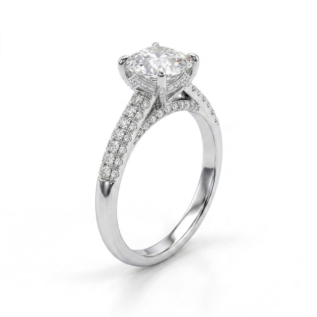 Solitaire Pavé Princess Engagement Ring (1.04 ct. tw.) in 18K White Gold