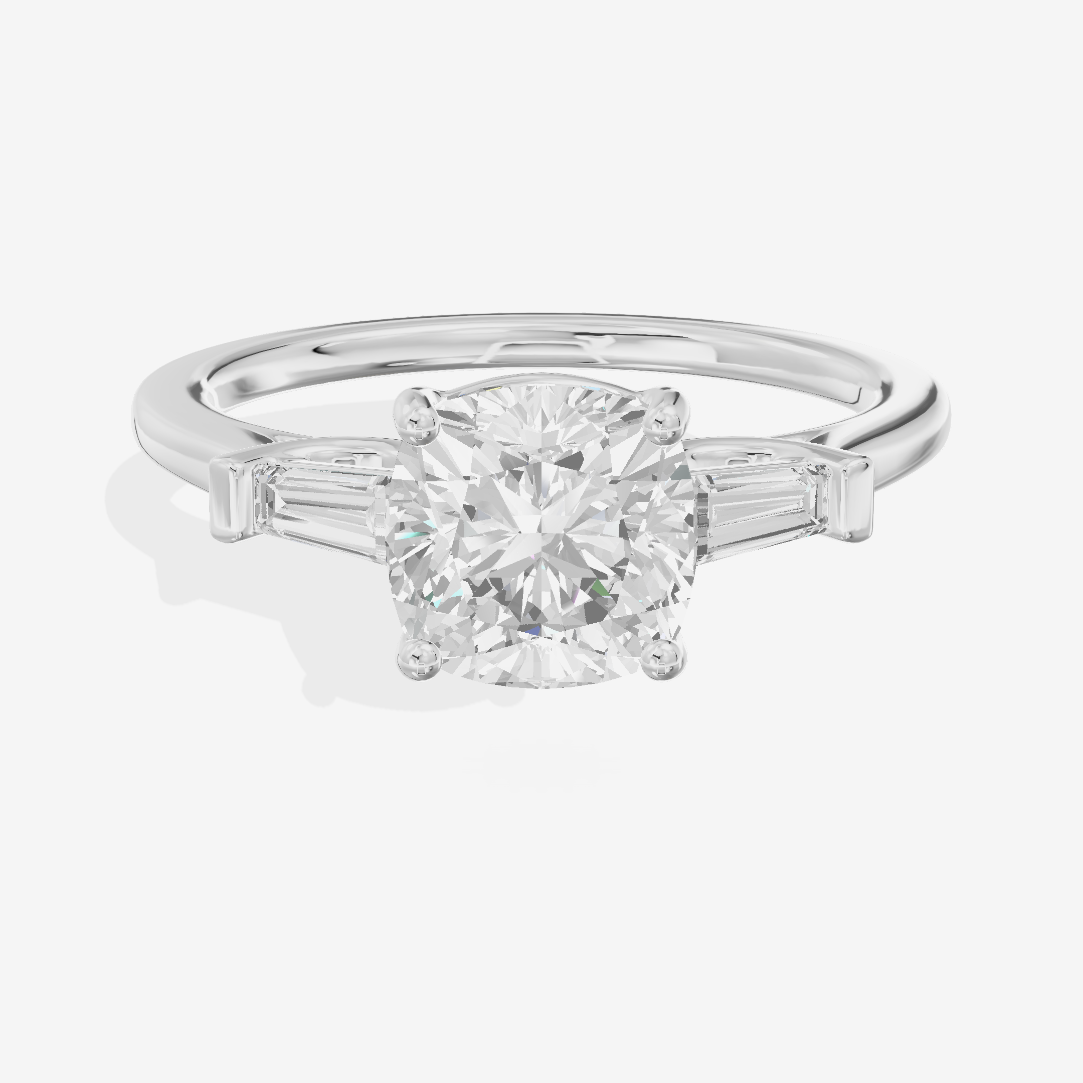 Petite Halcyon Cushion Engagement Ring with Side Stones (1/6 ct. tw.) in Platinum