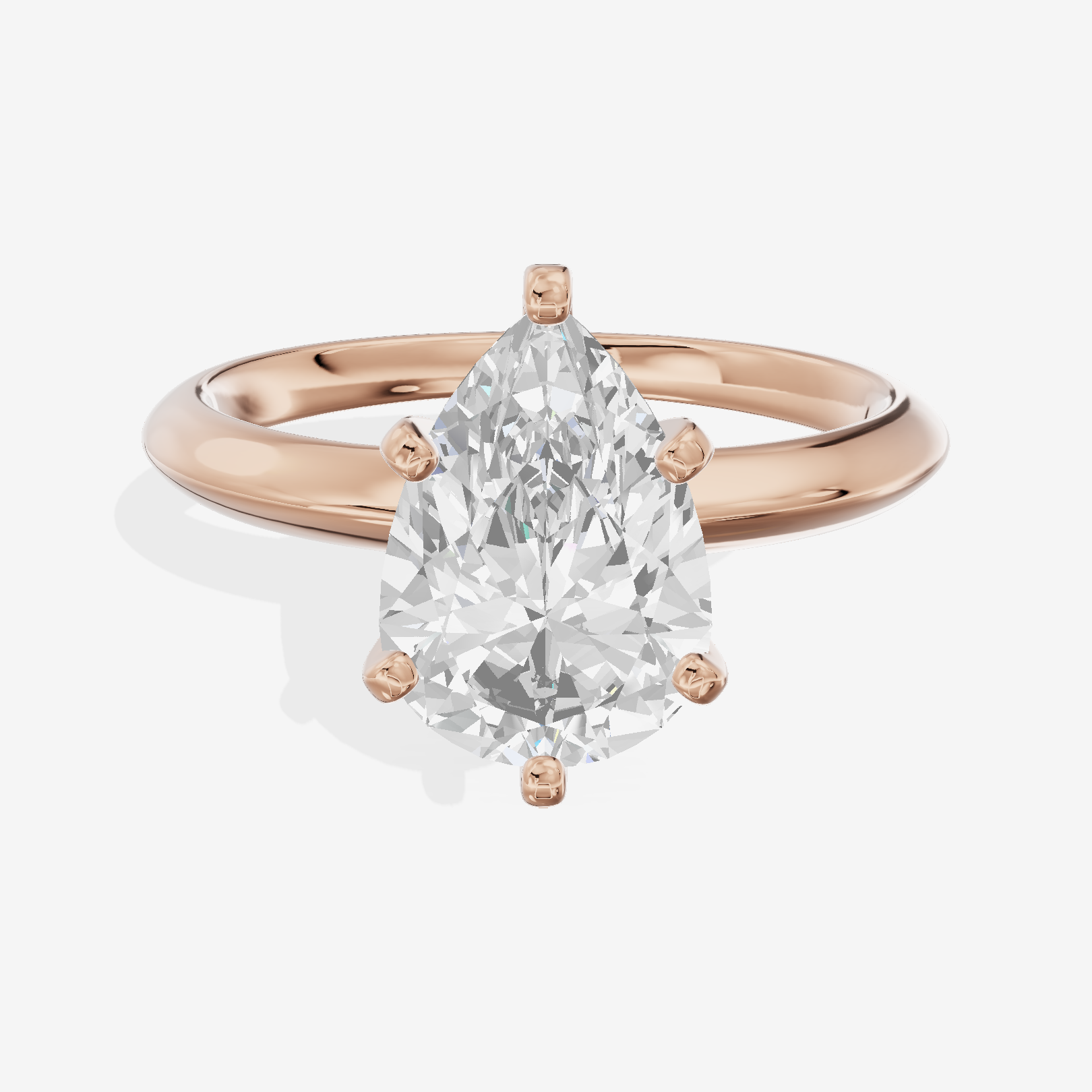 Classic Vowsae 2.5mm Pear Six-Prong Engagement Ring in 18K Rose Gold