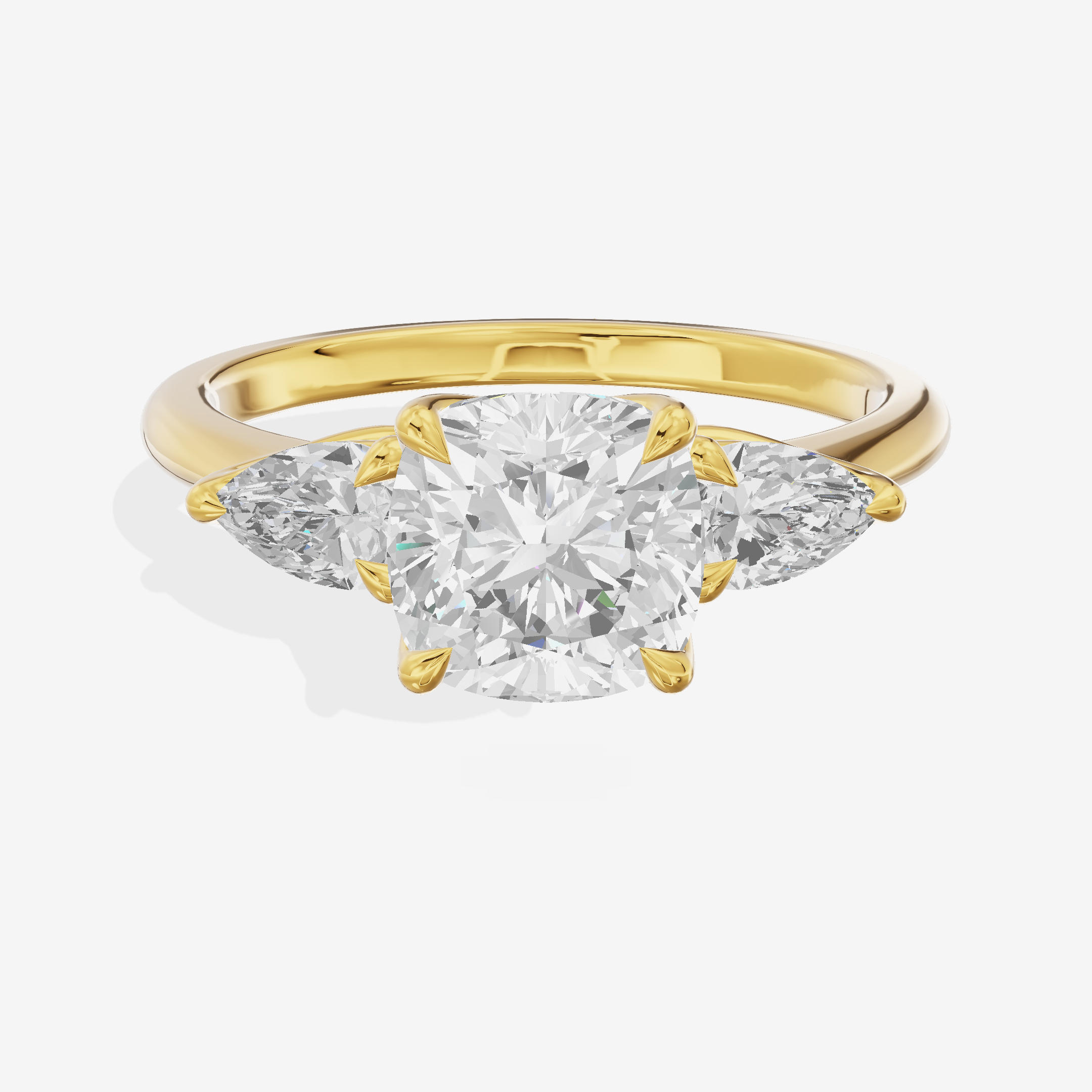 Belovae Cushion Three Stone Engagement Ring (2/5 ct. tw.) in 18K Yellow Gold