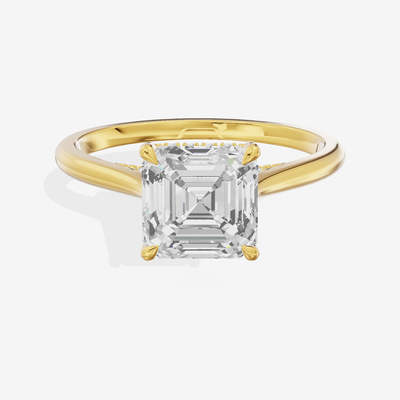 Grand Linger Asscher Engagement Ring with Side Stones (1/10 ct. tw.) in 18K Yellow Gold