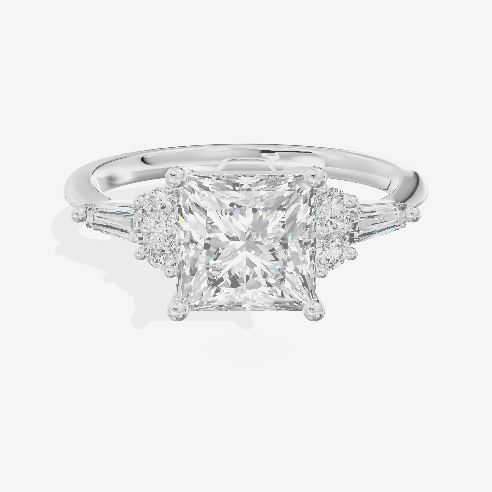 Modern Cherubine Princess Engagement Ring with Side Stones (1/4 ct. tw.) in 18K White Gold