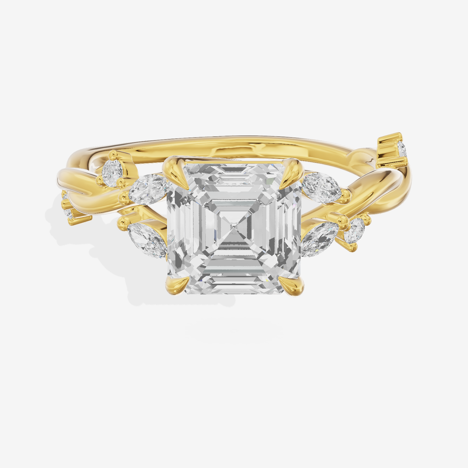 Twined Vowsae Asscher Twisted Engagement Ring (1/6 ct. tw.) in 18K Yellow Gold