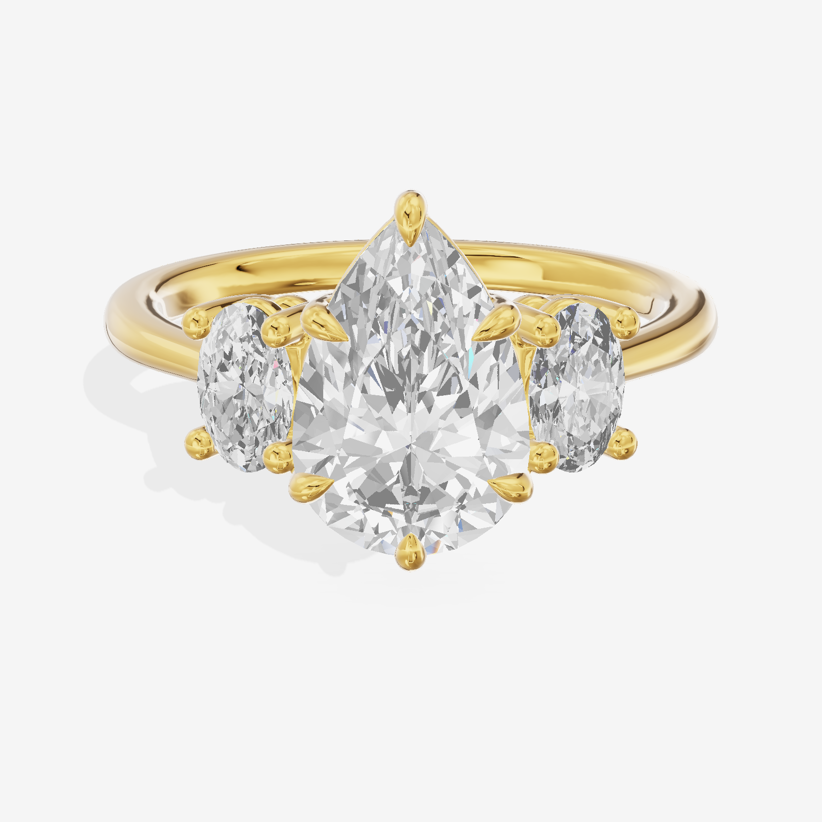 Modern Coeurine Three Stone Pear Engagement Ring (1/2 ct. tw.) in 18K Yellow Gold
