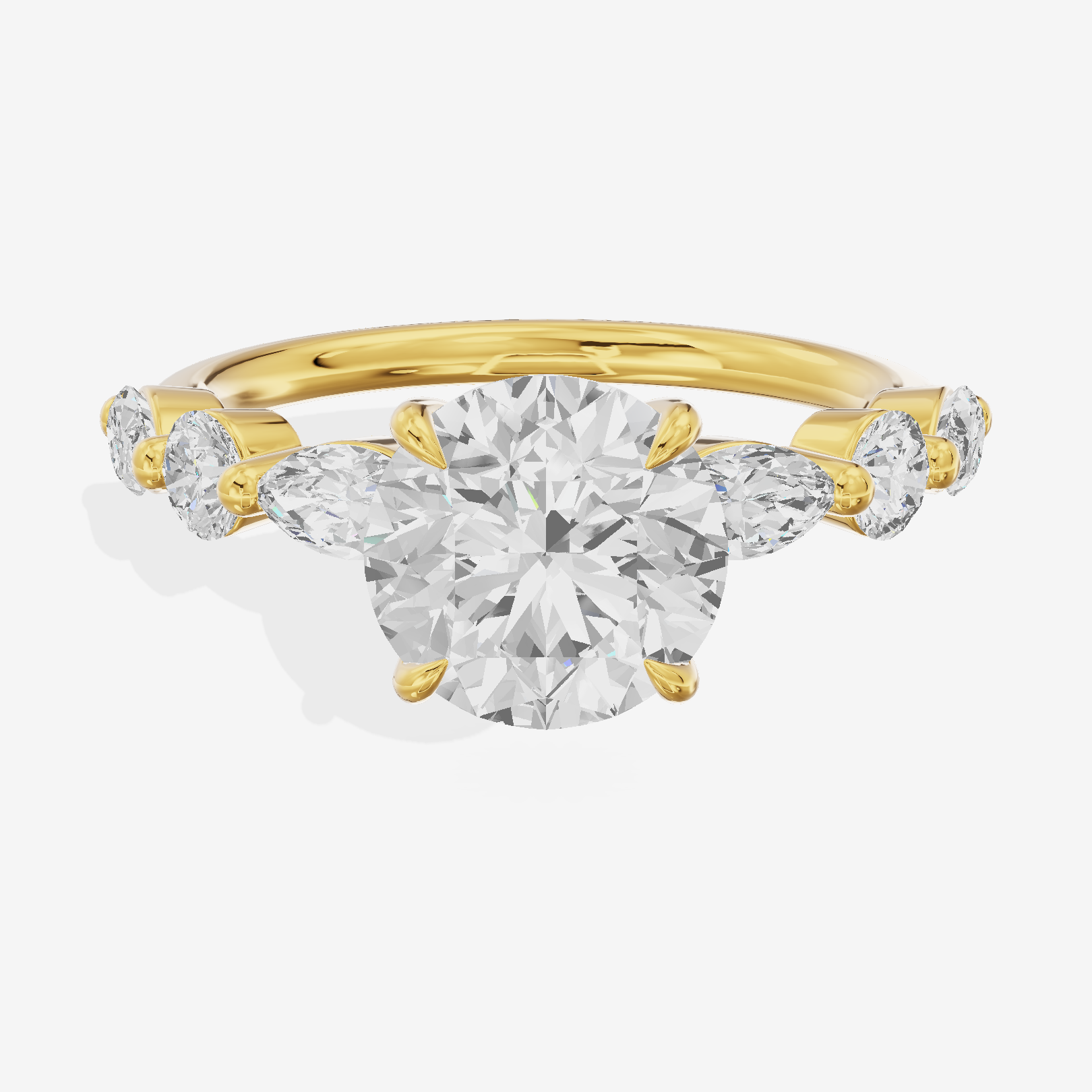 Lumera Cathedral Round Engagement Ring with Side Stones (1/3 ct. tw.) in 18K Yellow Gold