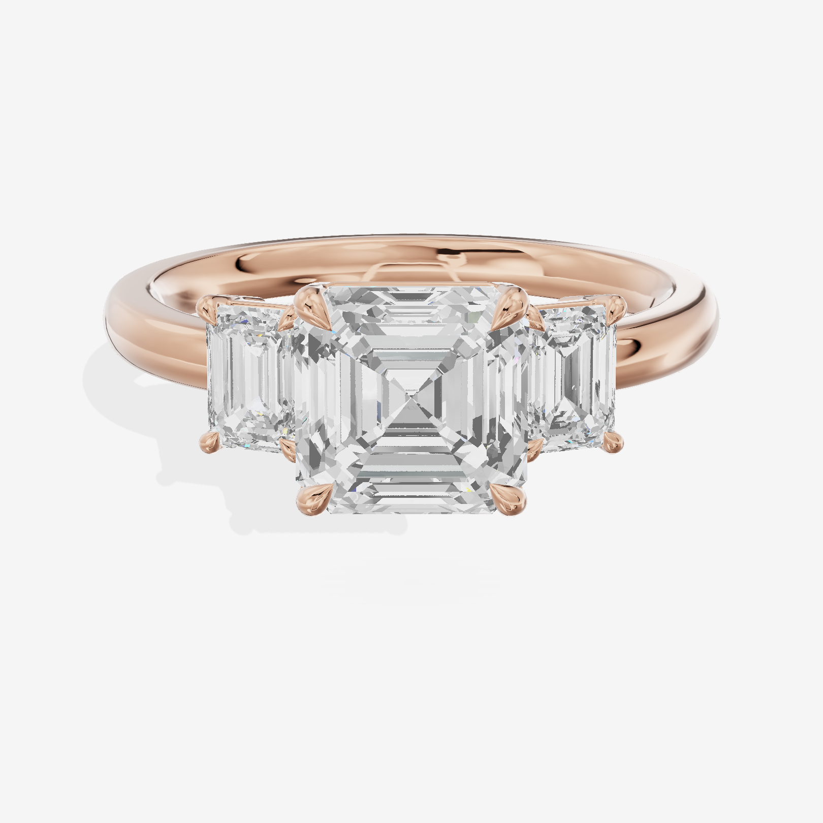Petite Coeurine Three Stone Asscher Engagement Ring (1/5 ct. tw.) in 18K Rose Gold