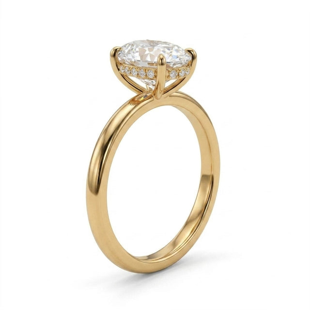 Hidden Halo Oval Engagement Ring (1.11 ct. tw.) in 18K Yellow Gold