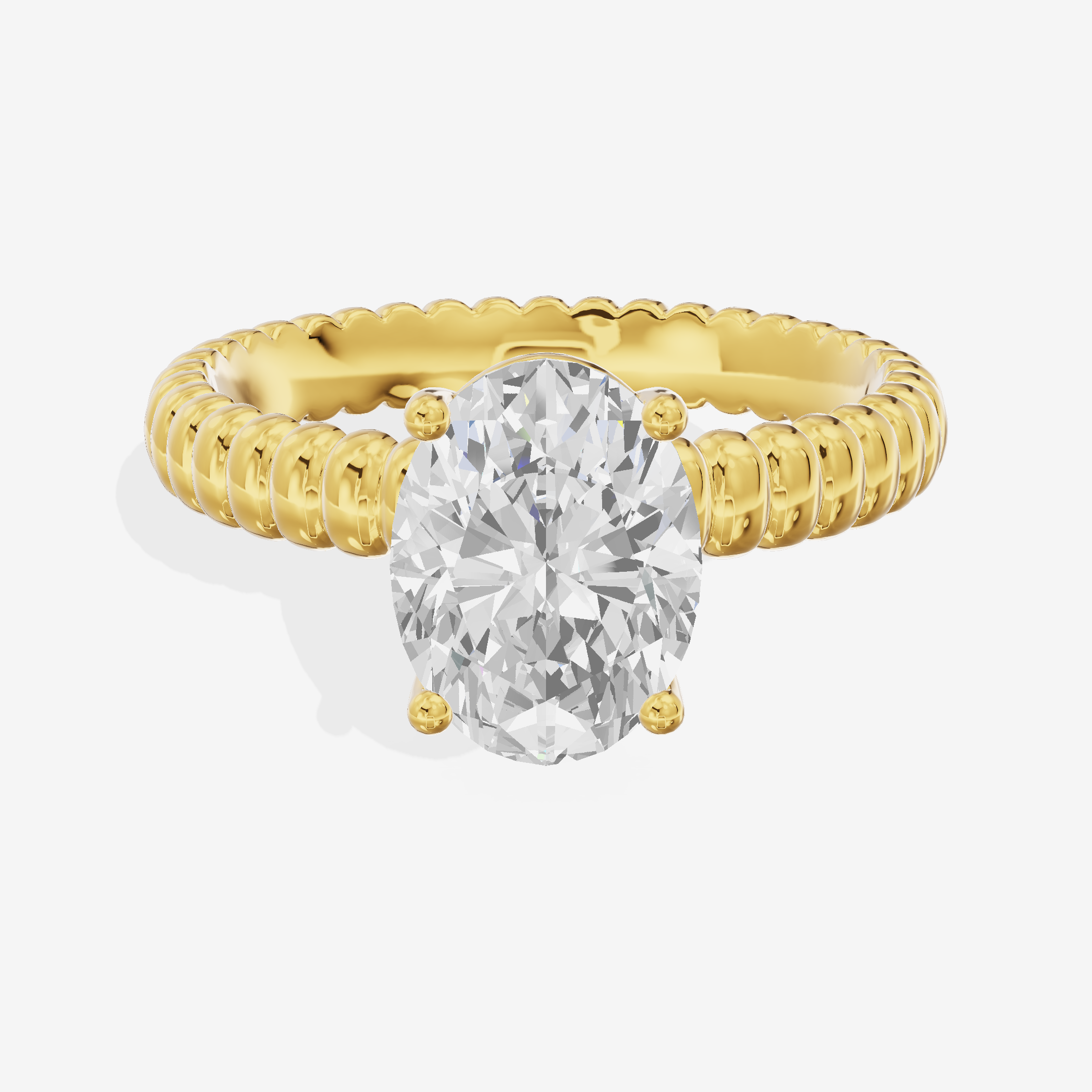 Lustrous Aimora 3mm Oval Solitaire Engagement Ring in 14K Yellow Gold