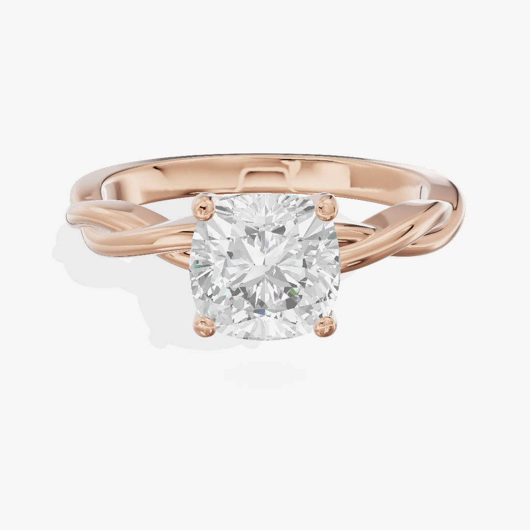 Twined Coeurine Cushion Twisted Engagement Ring in 18K Rose Gold