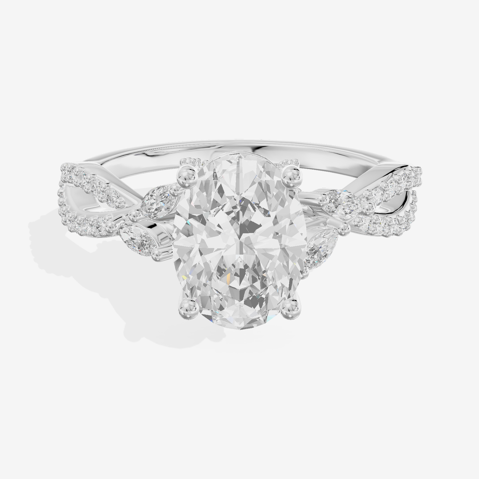 Luxe Heartline 1.5mm Oval Engagement Ring with Side Stones (1/3 ct. tw.) in 14K White Gold