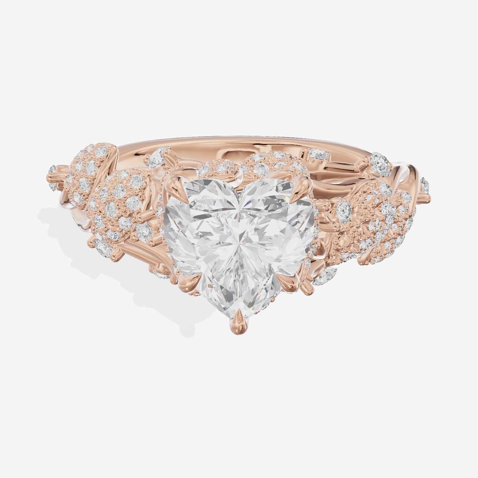Luxe Eversince Heart Engagement Ring with Side Stones (1/2 ct. tw.) in 14K Rose Gold