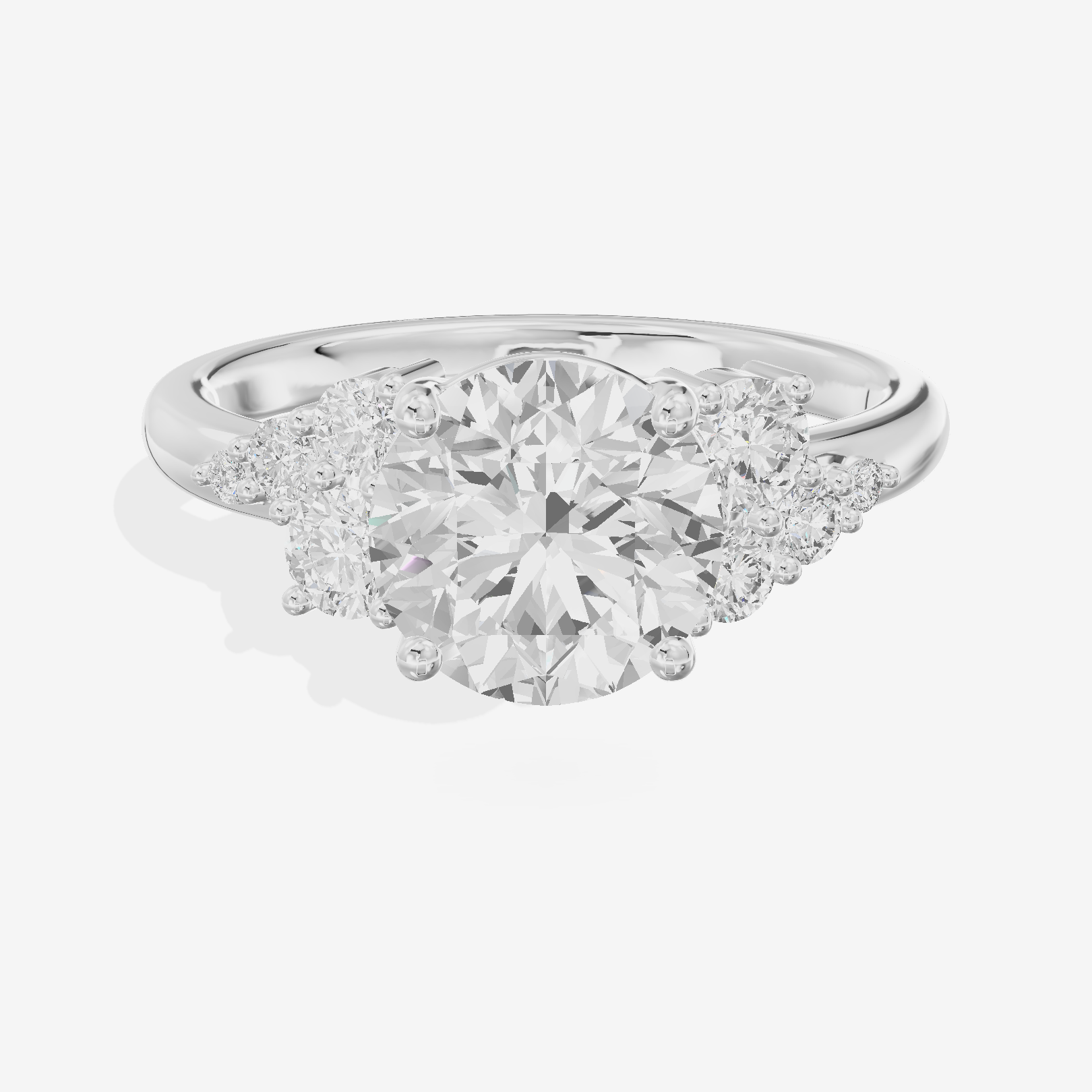 Modern Tender Round Engagement Ring with Side Stones (1/3 ct. tw.) in Platinum