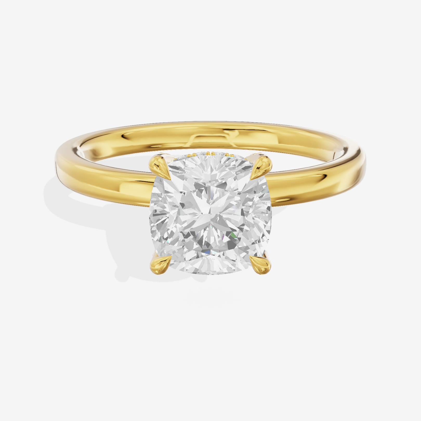 Whispered Halcyon Cushion Engagement Ring with Side Stones (1/6 ct. tw.) in 18K Yellow Gold