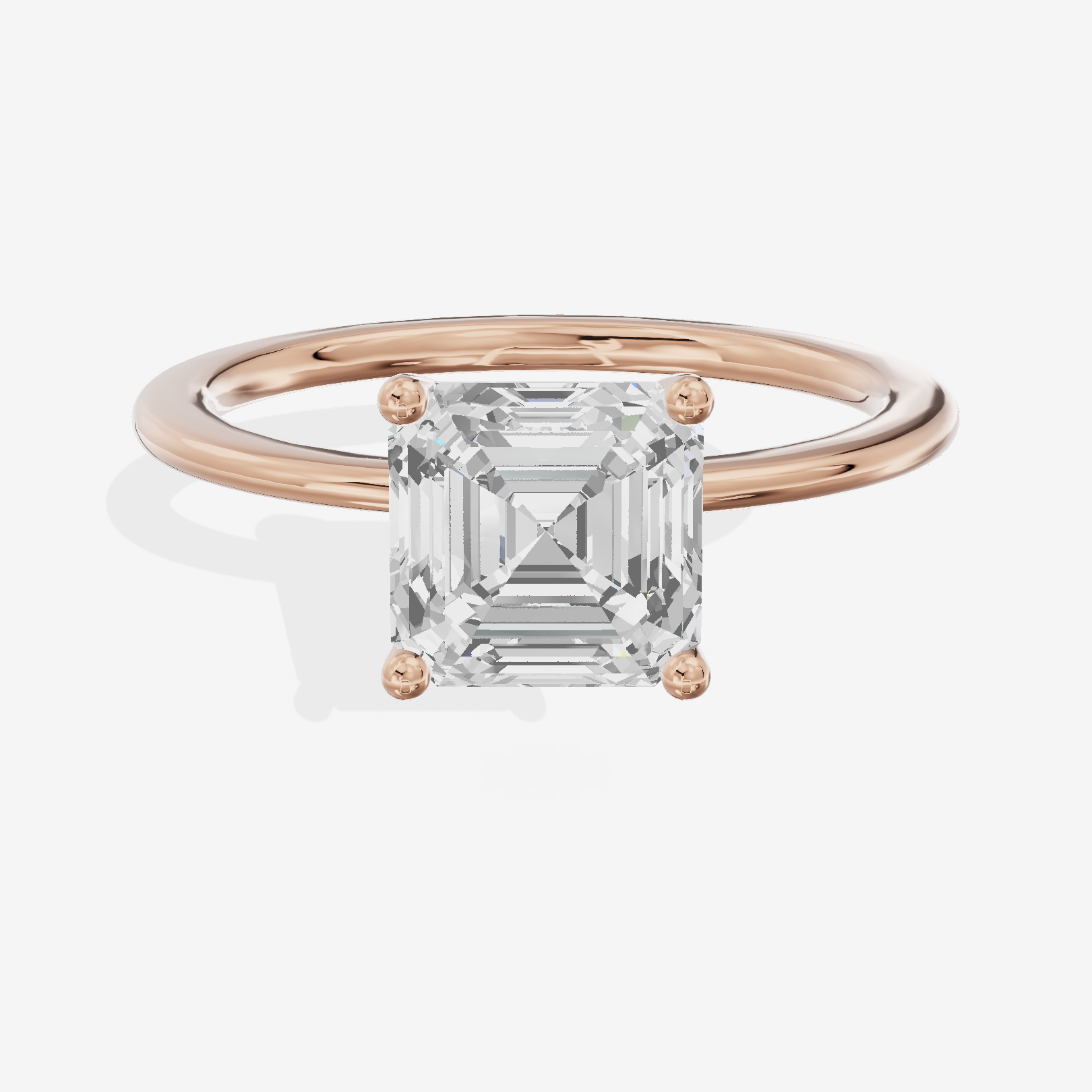 Whispered Promezza 1.4mm Asscher Solitaire Engagement Ring in 18K Rose Gold