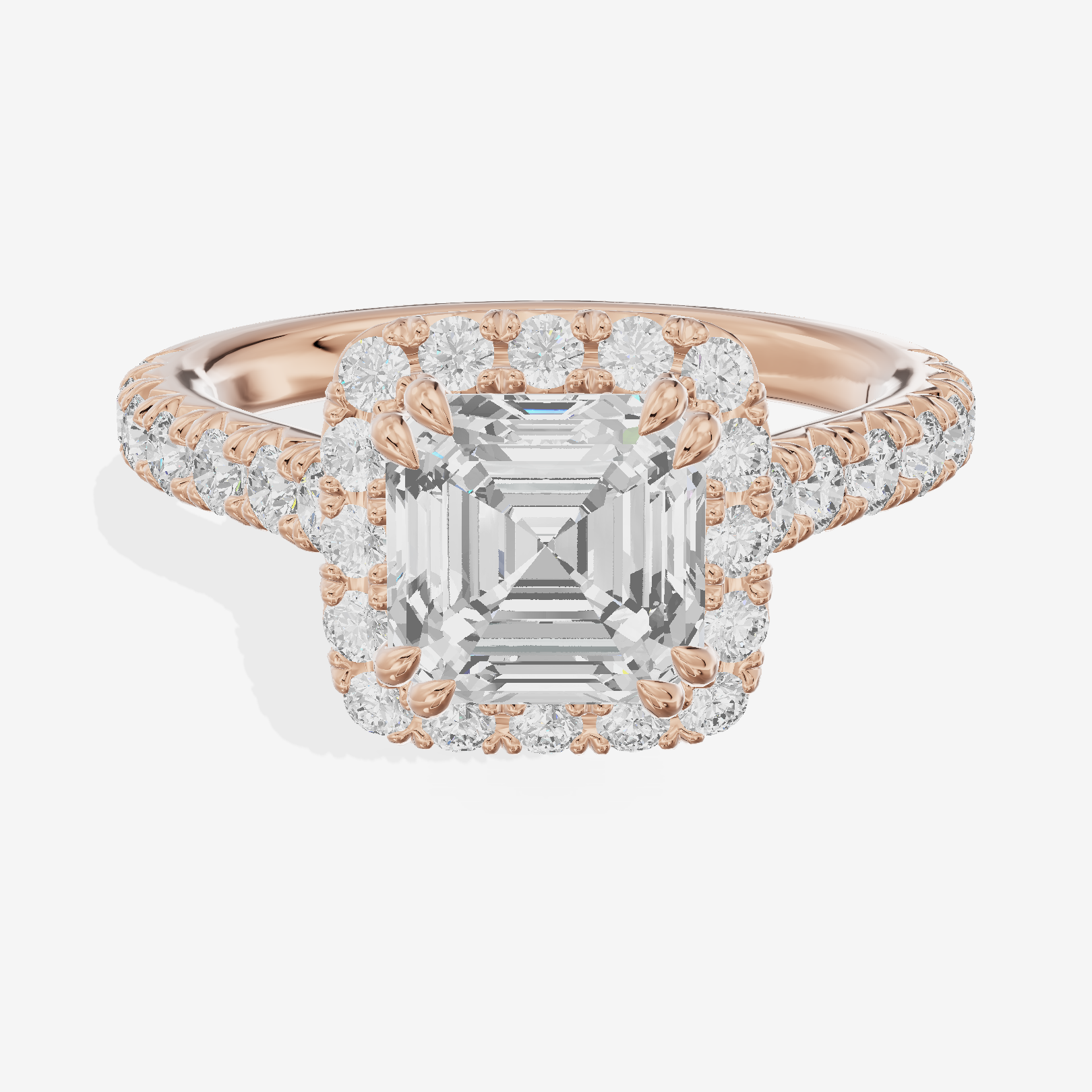 One of One Halo Asscher Engagement Ring (3/4 ct. tw.) in 14K Rose Gold
