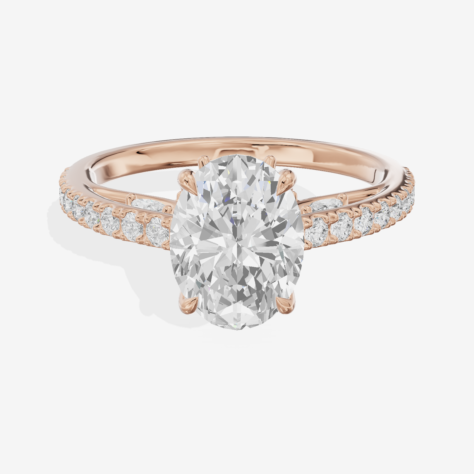 Twine Cathedral 1.8mm Oval Solitaire Engagement Ring (1/2 ct. tw.) in 18K Rose Gold