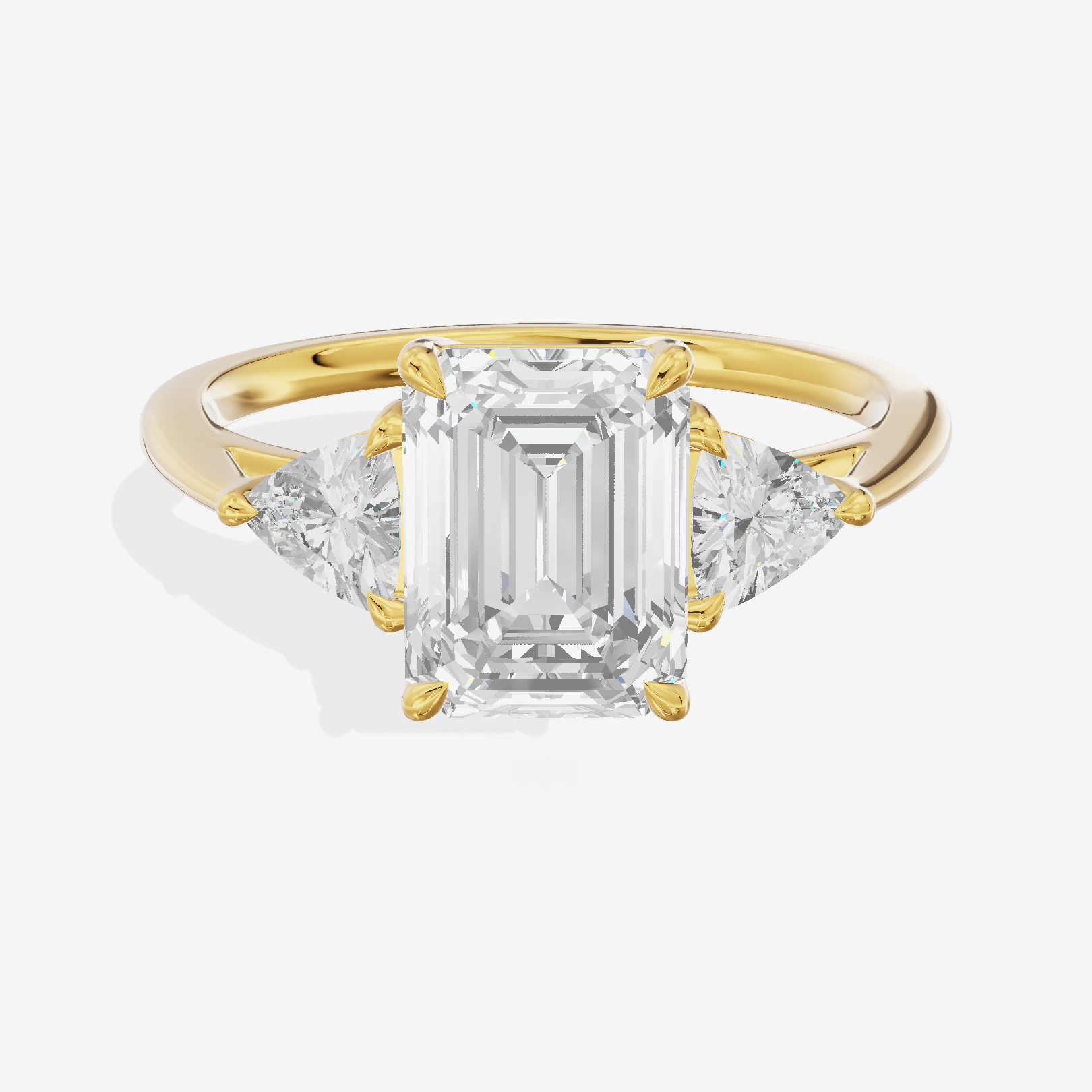 Coeurine Three Stone Emerald Engagement Ring (1/8 ct. tw.) in 14K Yellow Gold