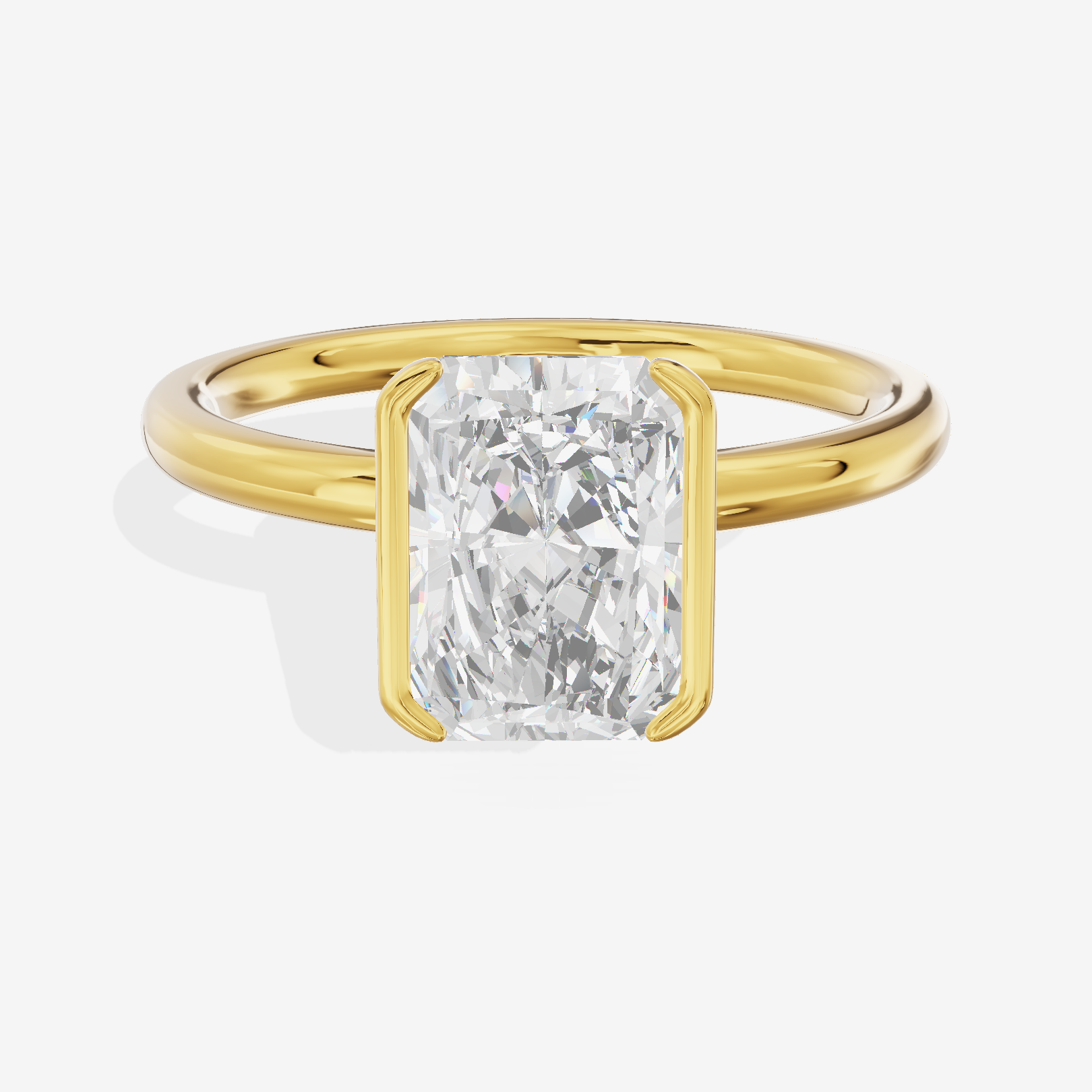 Sincere Bezel 1.8mm Radiant Solitaire Engagement Ring in 14K Yellow Gold