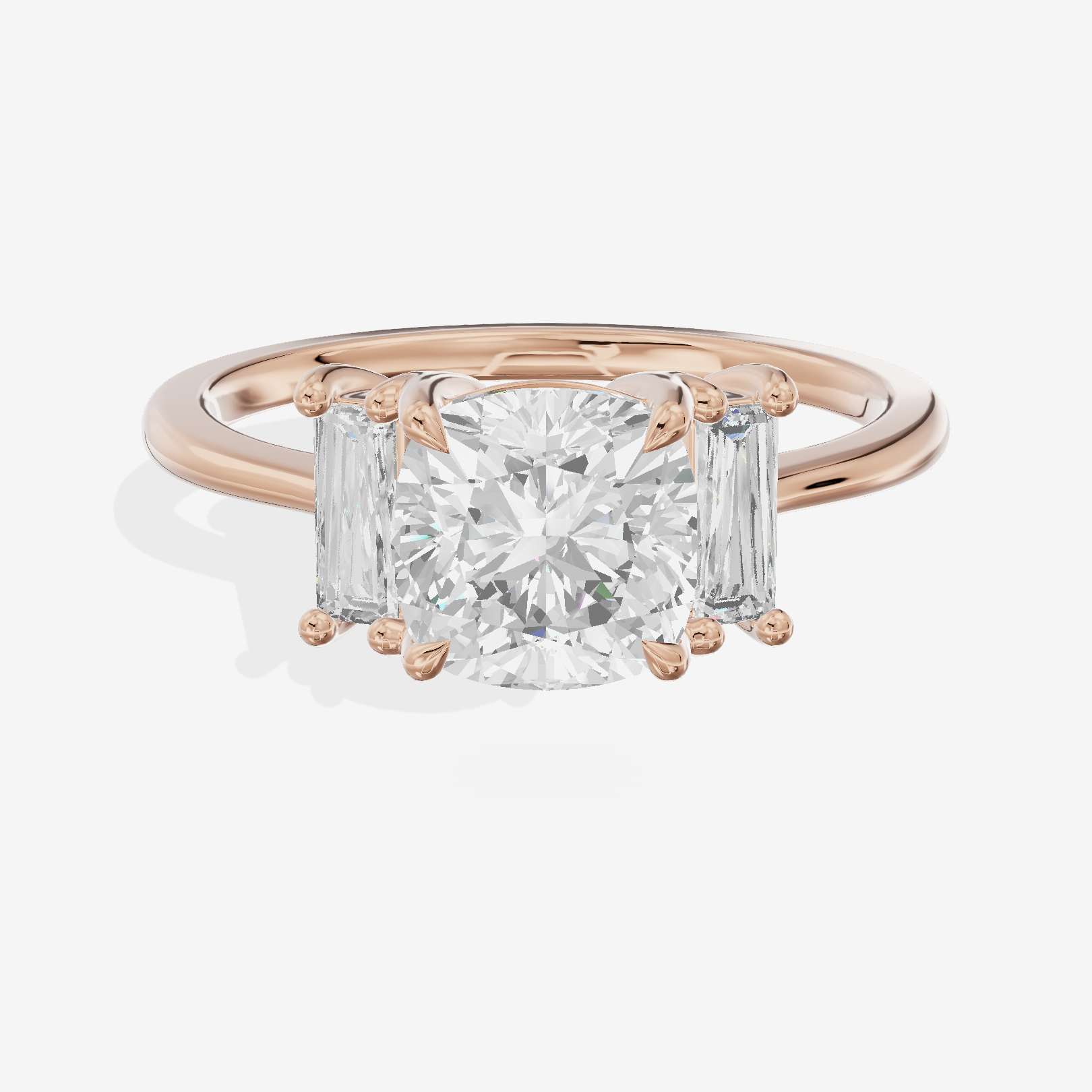 Eversince Three Stone Cushion Engagement Ring (1/4 ct. tw.) in 14K Rose Gold