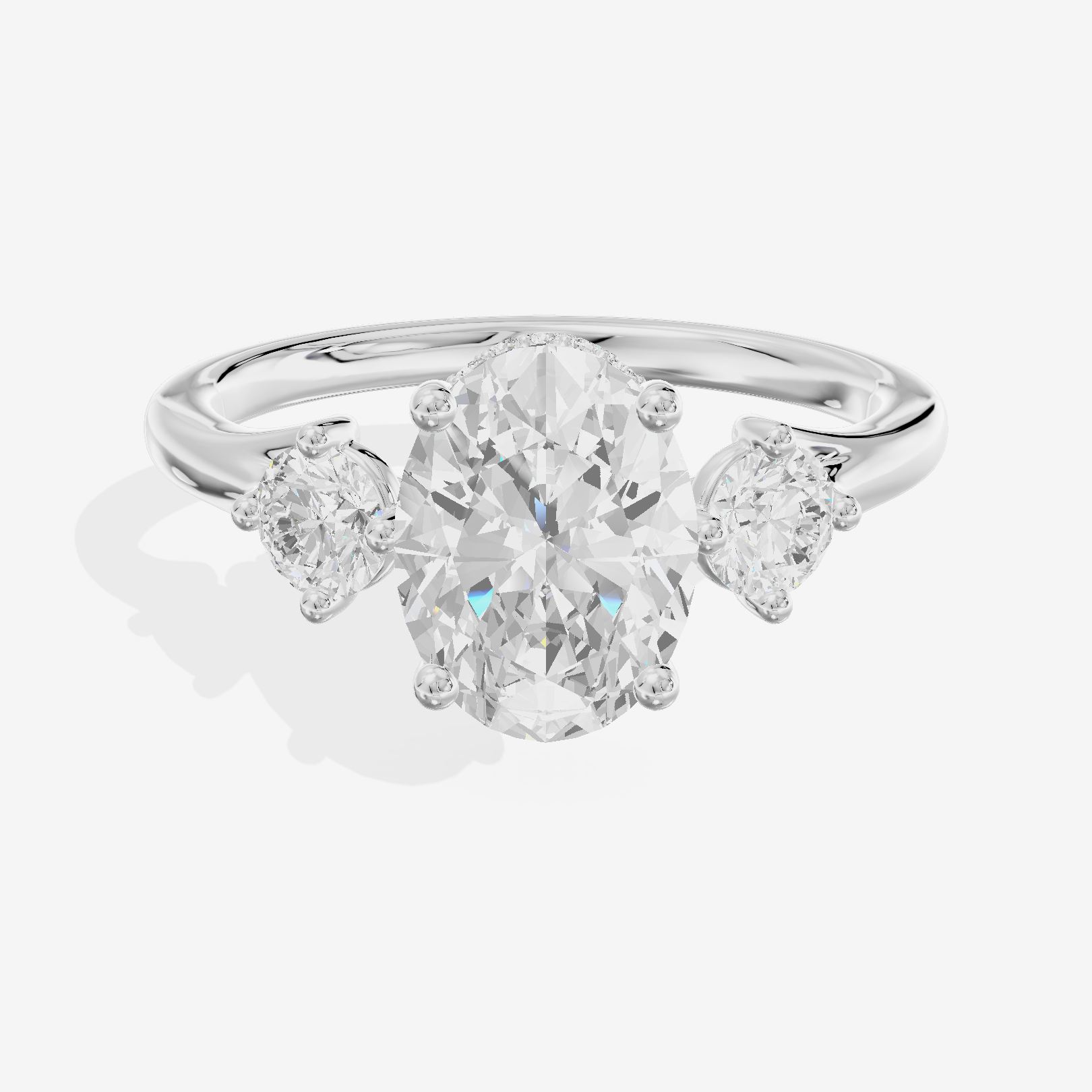 Luxe Solea Three Stone Oval Engagement Ring (1/3 ct. tw.) in 14K White Gold