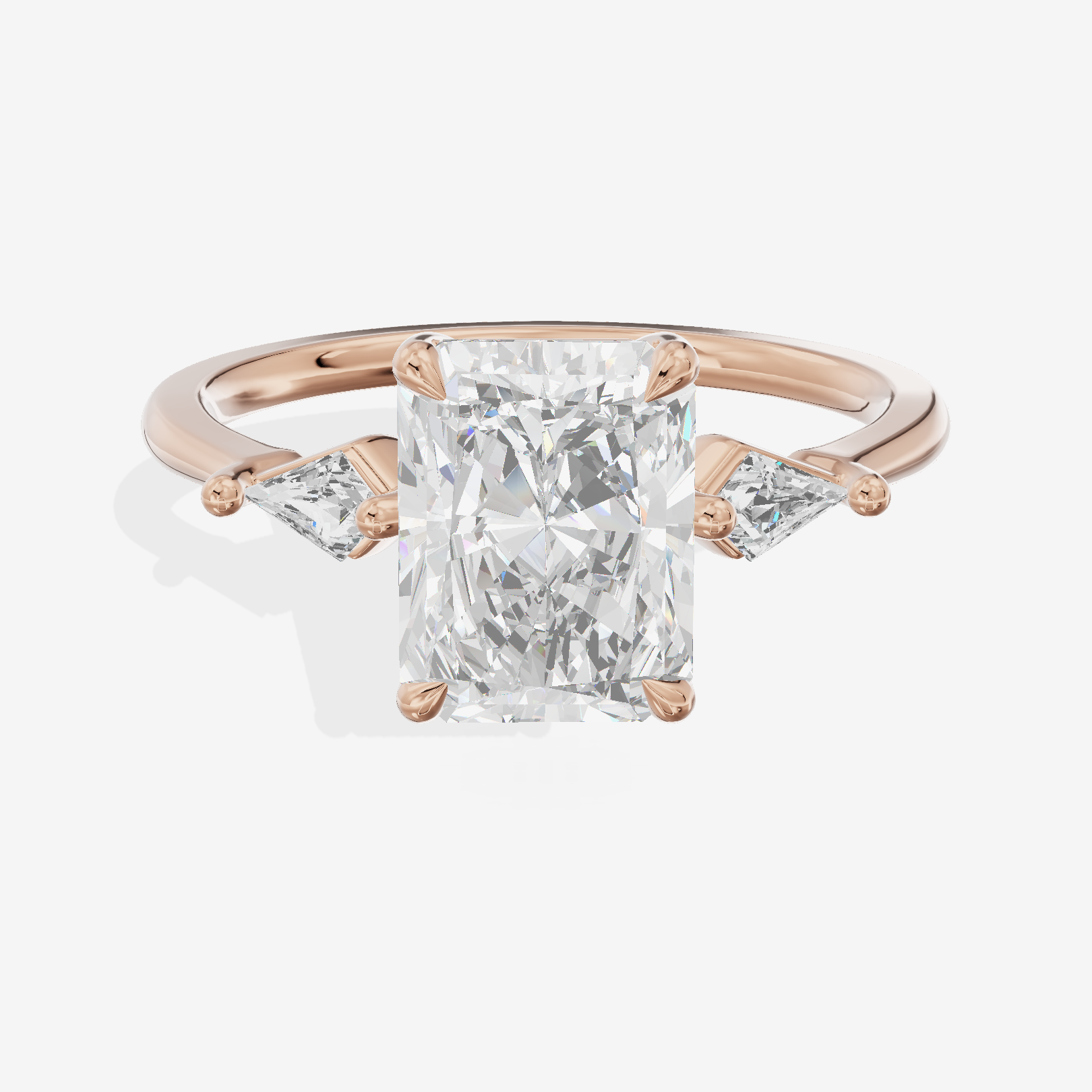 Whispered Triade Radiant Three Stone Engagement Ring (1/10 ct. tw.) in 18K Rose Gold