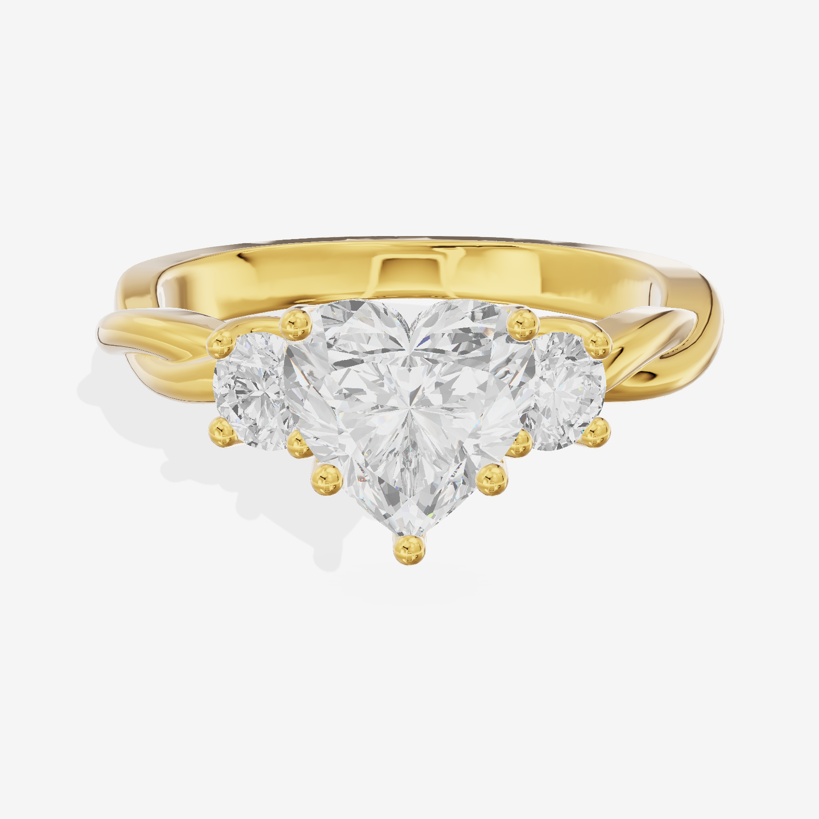 Twined Triade Heart Three Stone Engagement Ring (1/4 ct. tw.) in 18K Yellow Gold