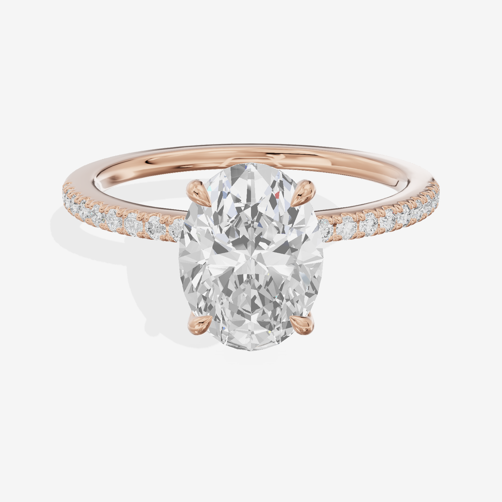 Grand Mirelle Oval Hidden Halo Engagement Ring (1/5 ct. tw.) in 14K Rose Gold