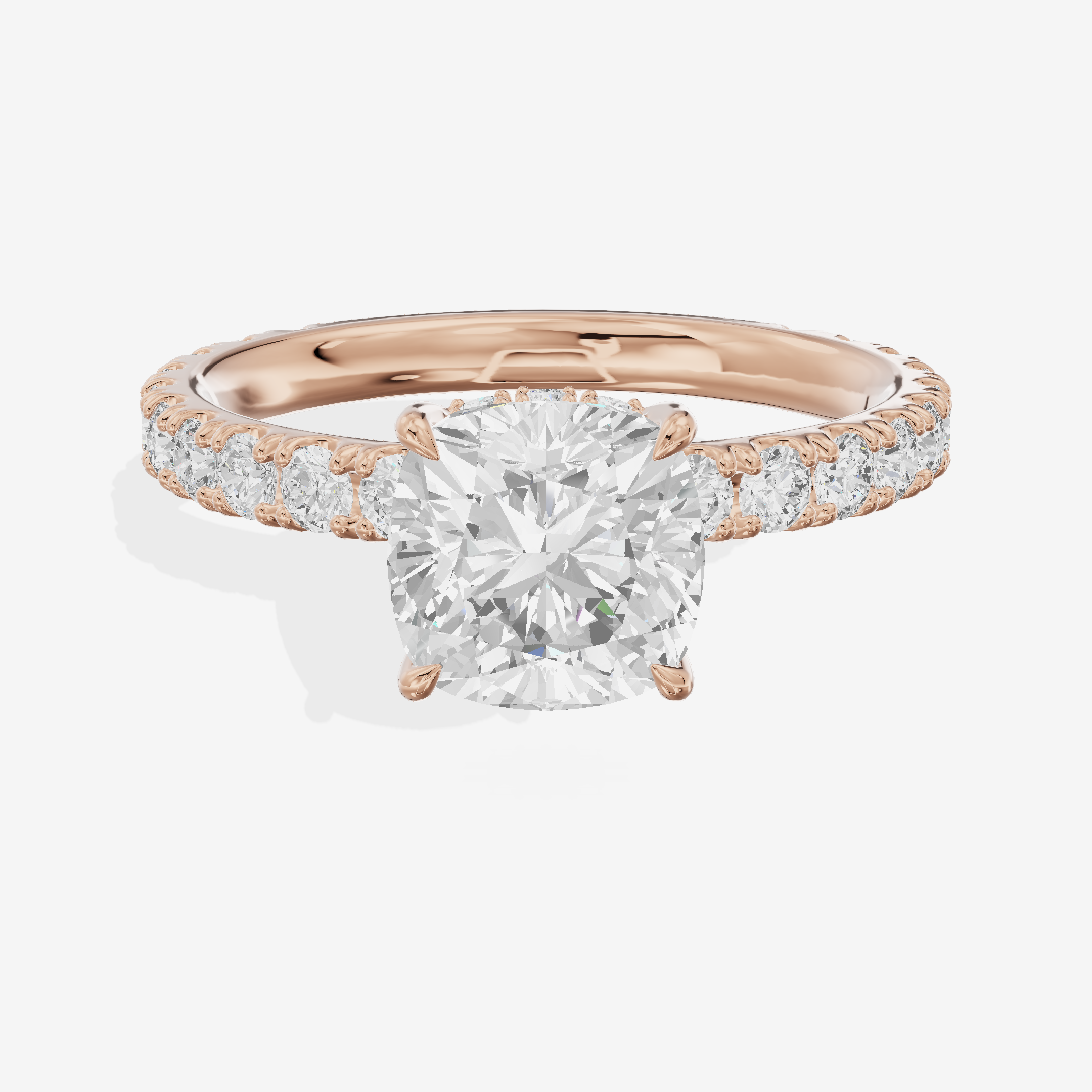 Grand Coeurine Cushion Engagement Ring with Side Stones (3/5 ct. tw.) in 18K Rose Gold
