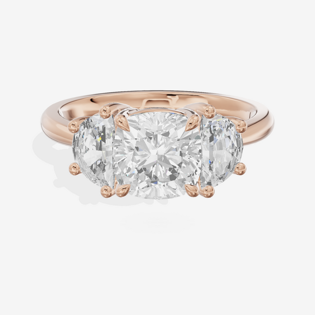 Vintage Sincere Three Stone Cushion Engagement Ring (1/2 ct. tw.) in 14K Rose Gold