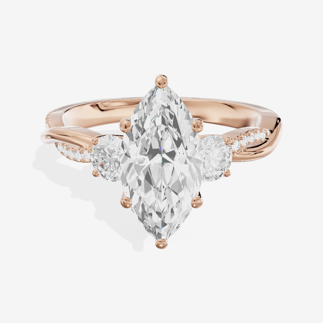 Petite Promezza Three Stone Marquise Engagement Ring (2/5 ct. tw.) in 18K Rose Gold