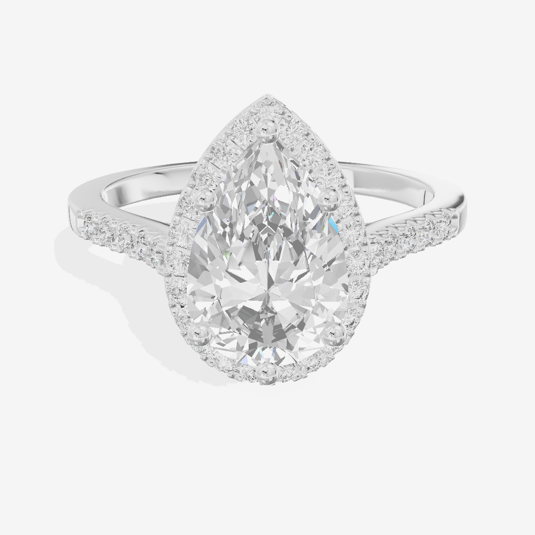 Lumera Halo Pear Engagement Ring (1/5 ct. tw.) in 14K White Gold
