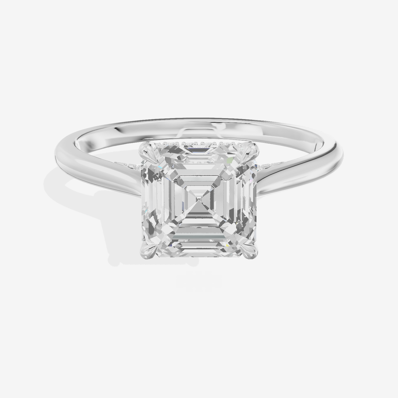 Grand Linger Asscher Engagement Ring with Side Stones (1/10 ct. tw.) in 18K White Gold