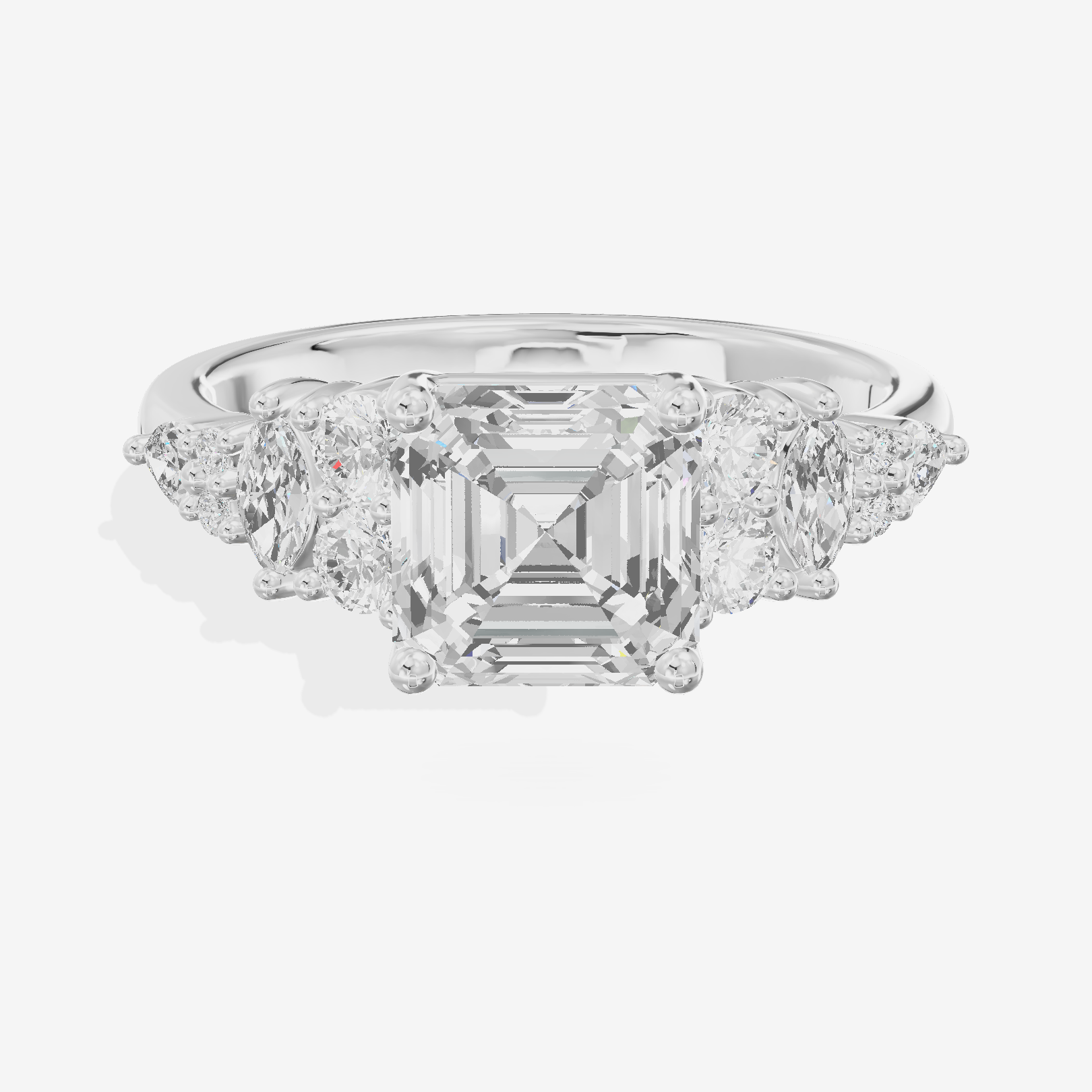 Modern Whisper Asscher Engagement Ring with Side Stones (2/5 ct. tw.) in 18K White Gold