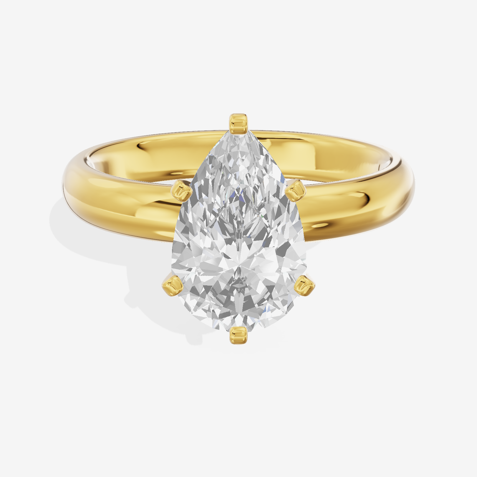 Sincere Trellis 3mm Pear Comfort Fit Engagement Ring in 18K Yellow Gold