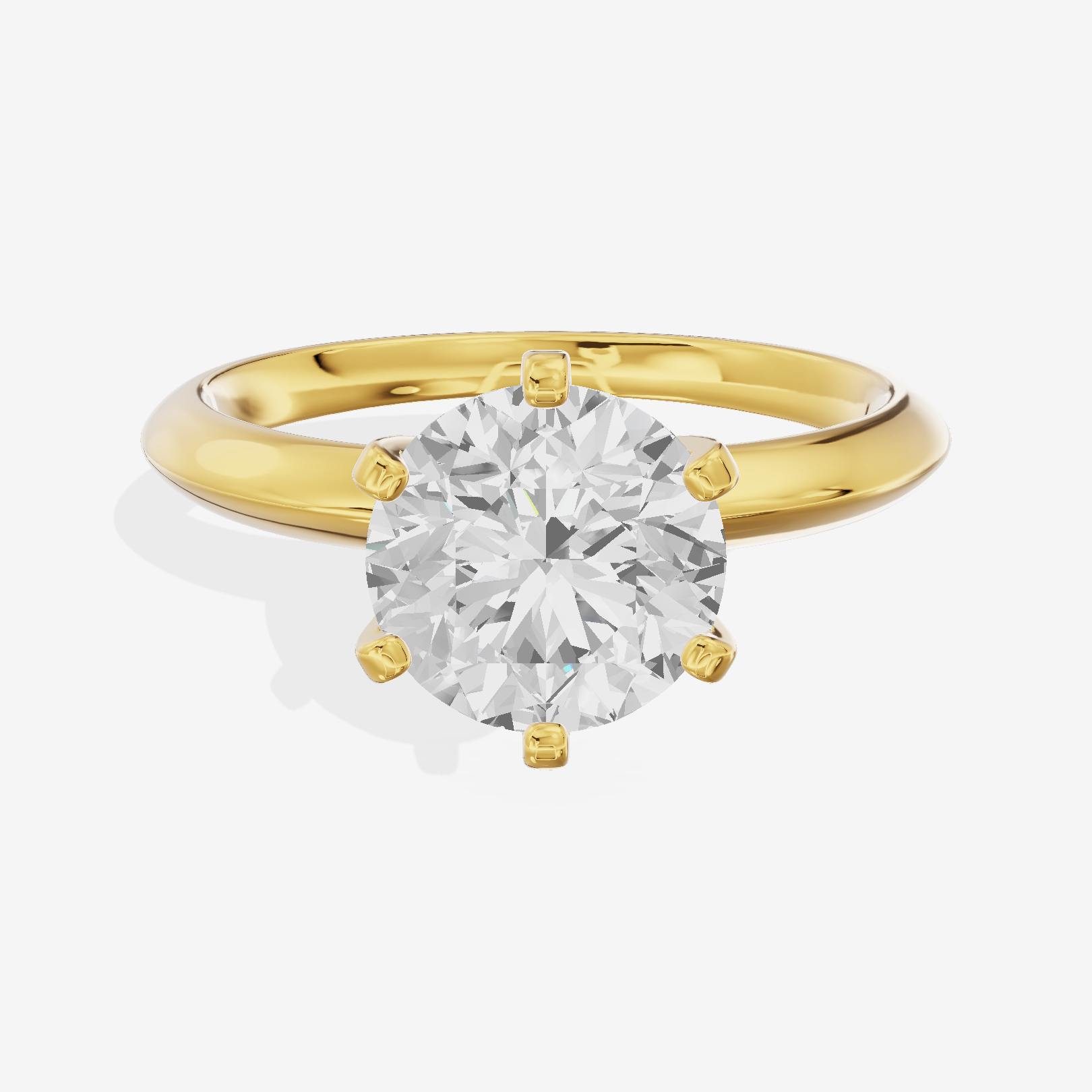 Classic Vowsae 2.5mm Round Six-Prong Engagement Ring in 18K Yellow Gold