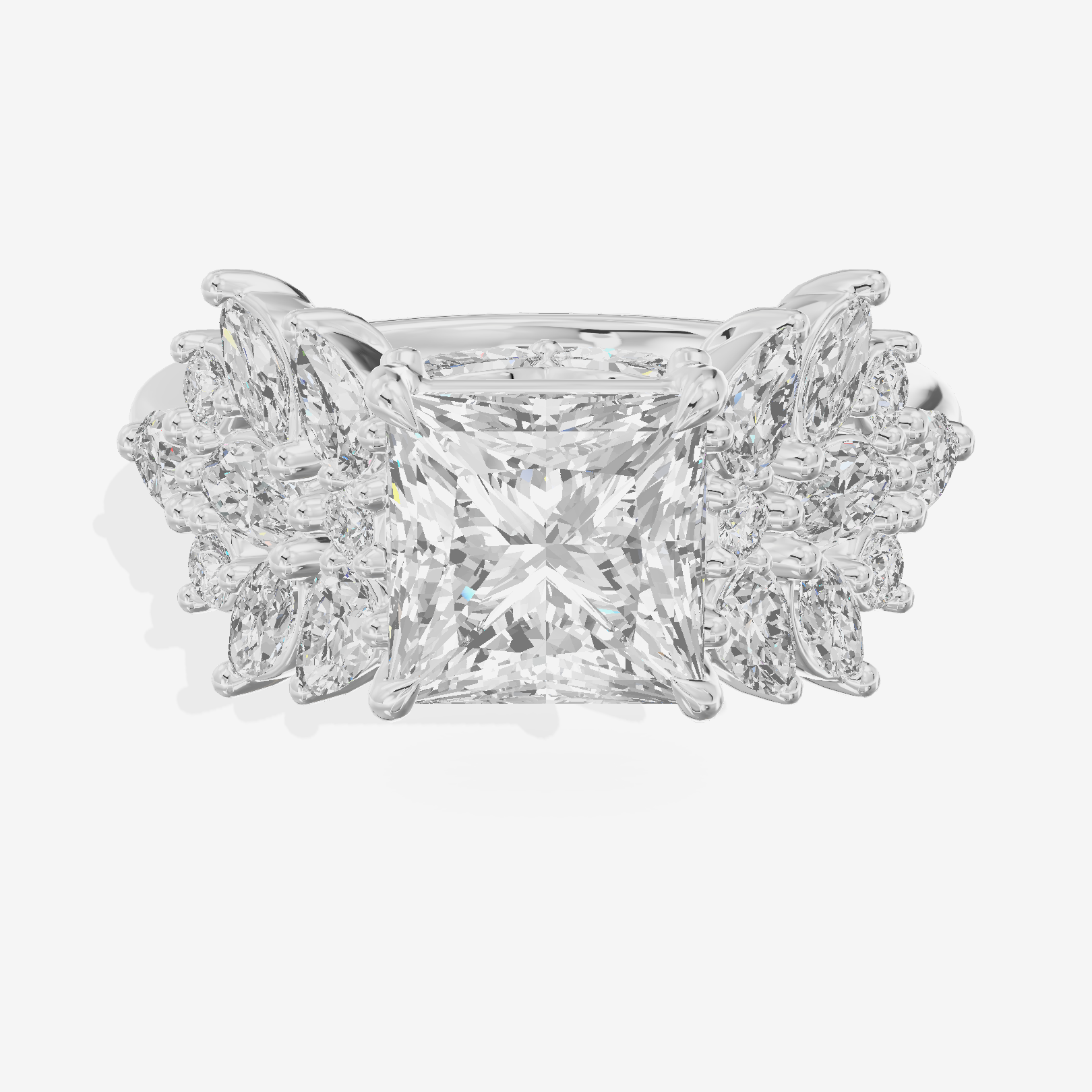 Grand Heartline Princess Engagement Ring with Side Stones (3/4 ct. tw.) in Platinum