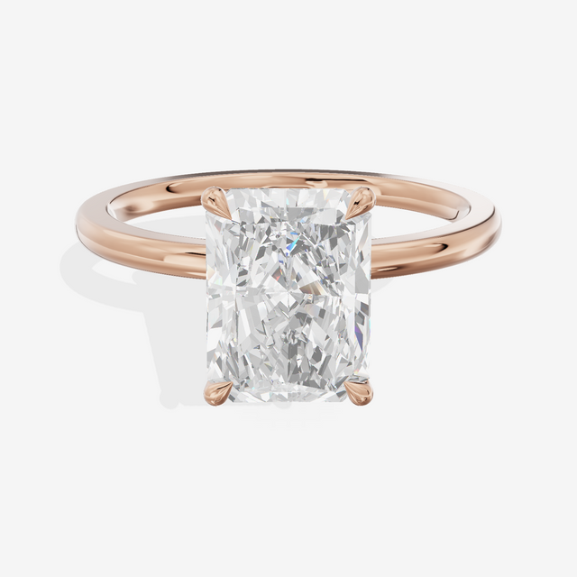 Whispered Vowsae Radiant Engagement Ring with Side Stones (1/15 ct. tw.) in 18K Rose Gold