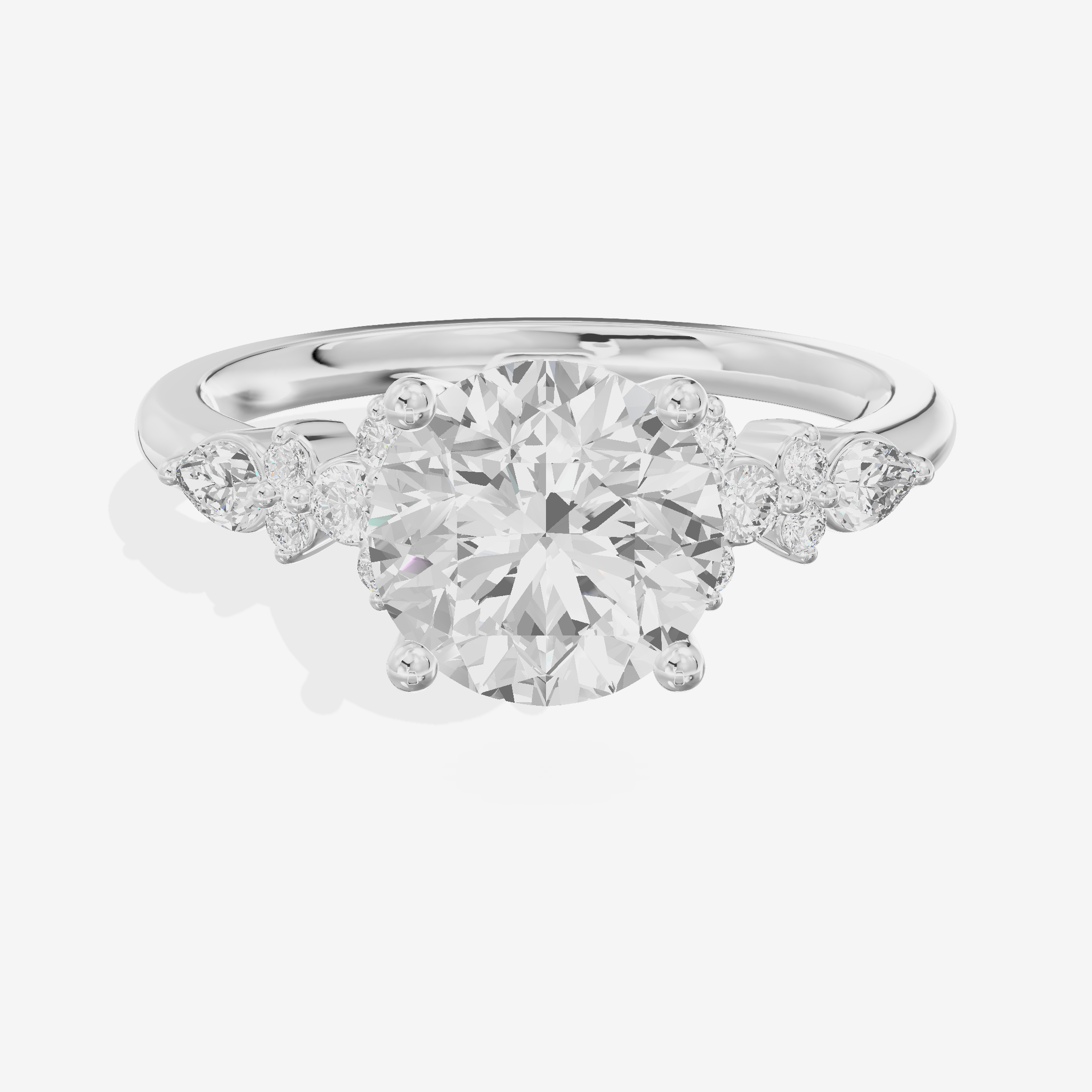 Tender Adorae Round Engagement Ring with Side Stones (1/5 ct. tw.) in 14K White Gold