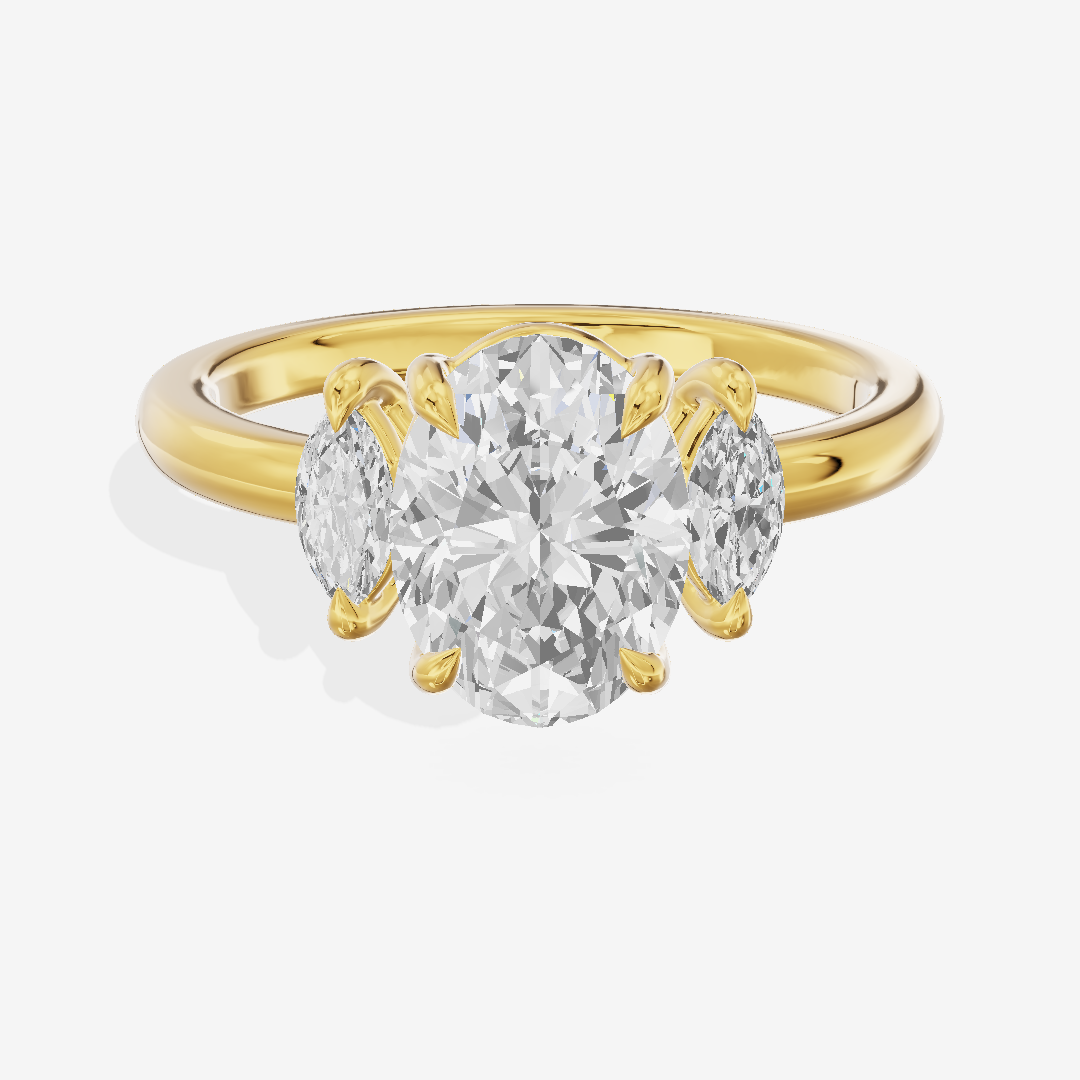 Selenia Three Stone Oval Engagement Ring (1/2 ct. tw.) in 14K Yellow Gold