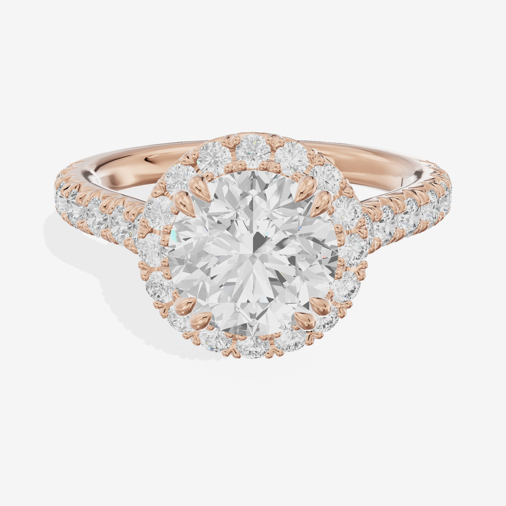 One of One Halo Round Engagement Ring (3/4 ct. tw.) in 18K Rose Gold