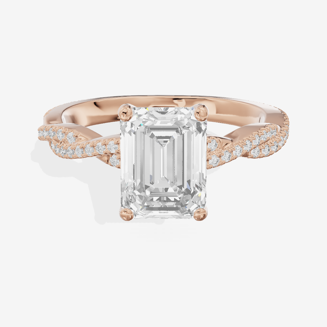 Petite Lightwoven Emerald Pavé Engagement Ring (1/4 ct. tw.) in 14K Rose Gold