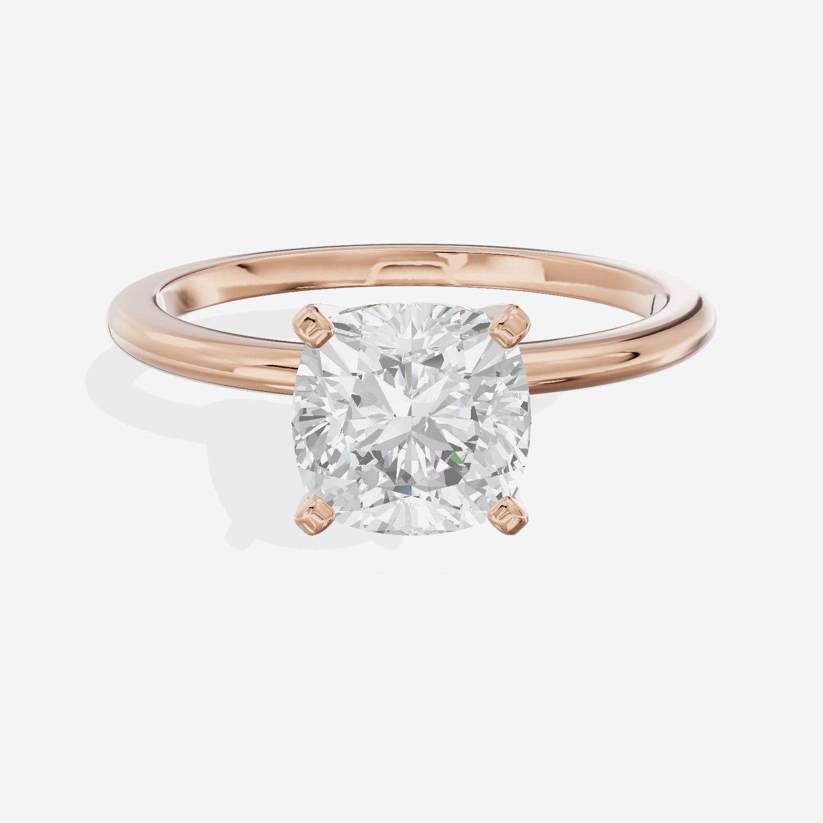 Coeurine 1.5mm Cushion Comfort Fit Engagement Ring in 14K Rose Gold
