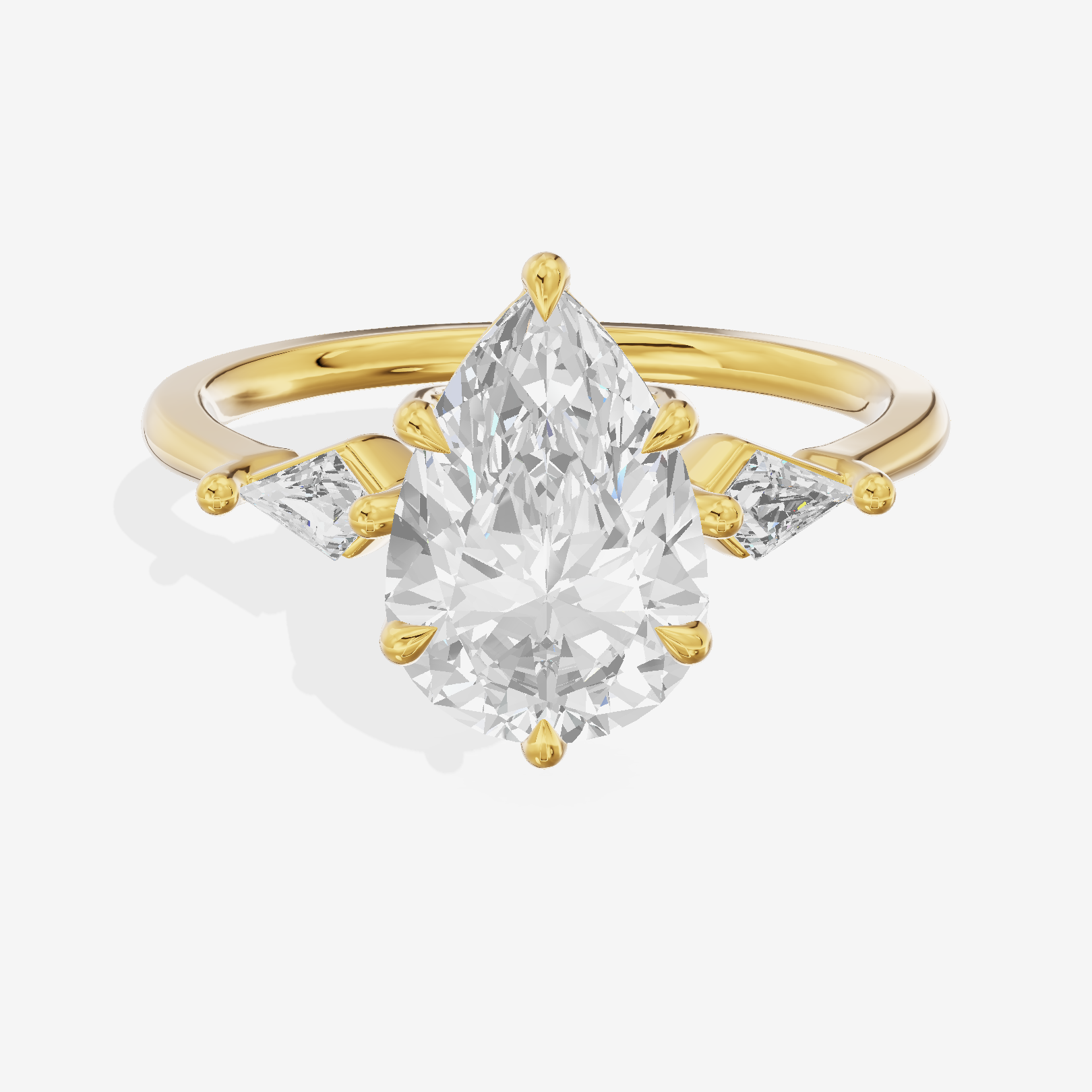 Whispered Triade Pear Three Stone Engagement Ring (1/10 ct. tw.) in 18K Yellow Gold