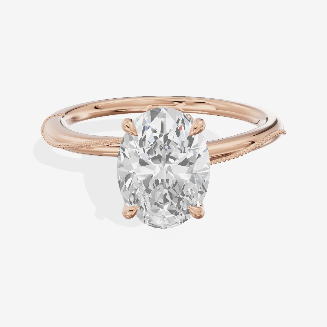 Vintage Coeurine Oval Engagement Ring (1/10 ct. tw.) in 18K Rose Gold